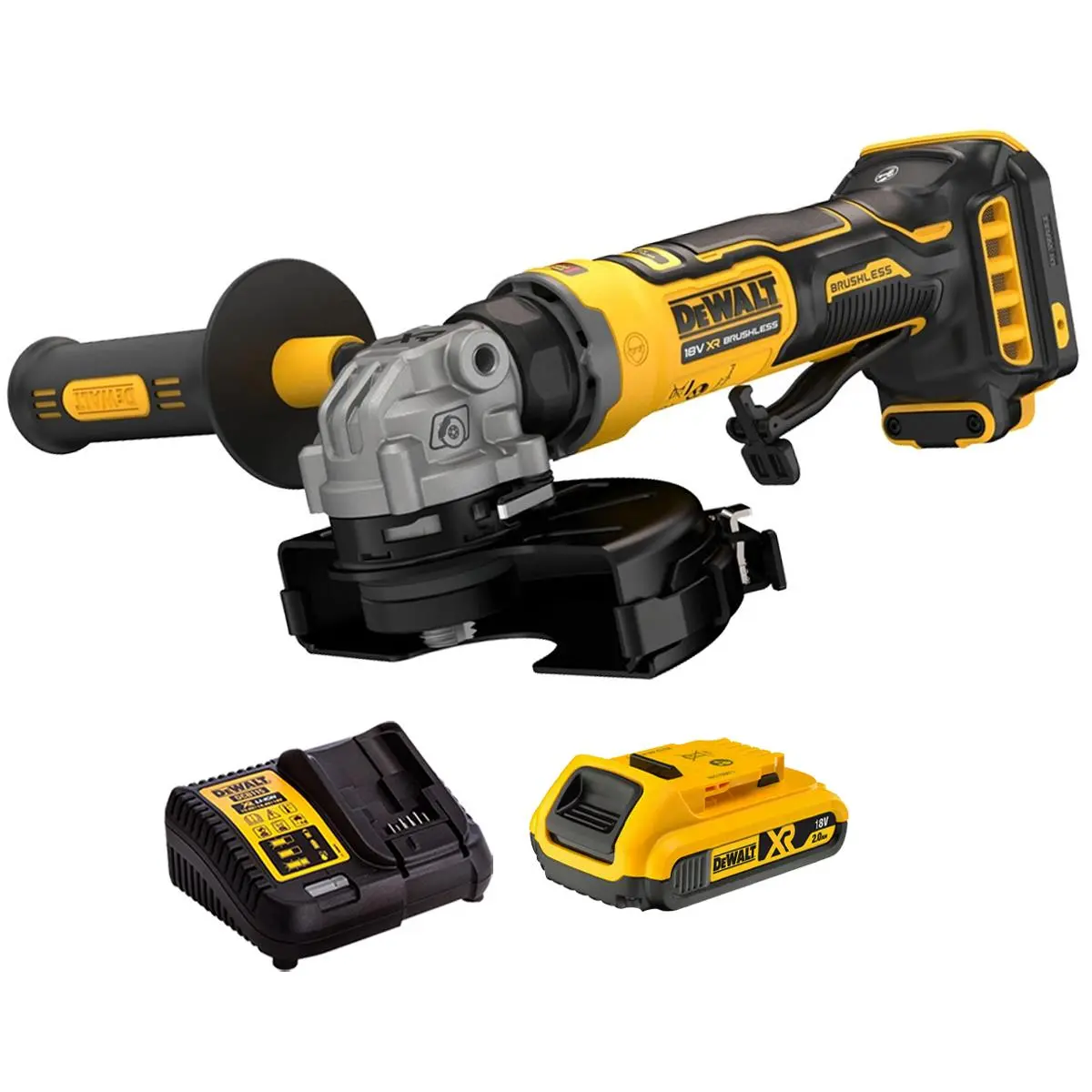 Dewalt Dcg404n-Xj 18V Xr Brushless Angle Grinder With 1 X 2.0Ah Battery & Charger 1