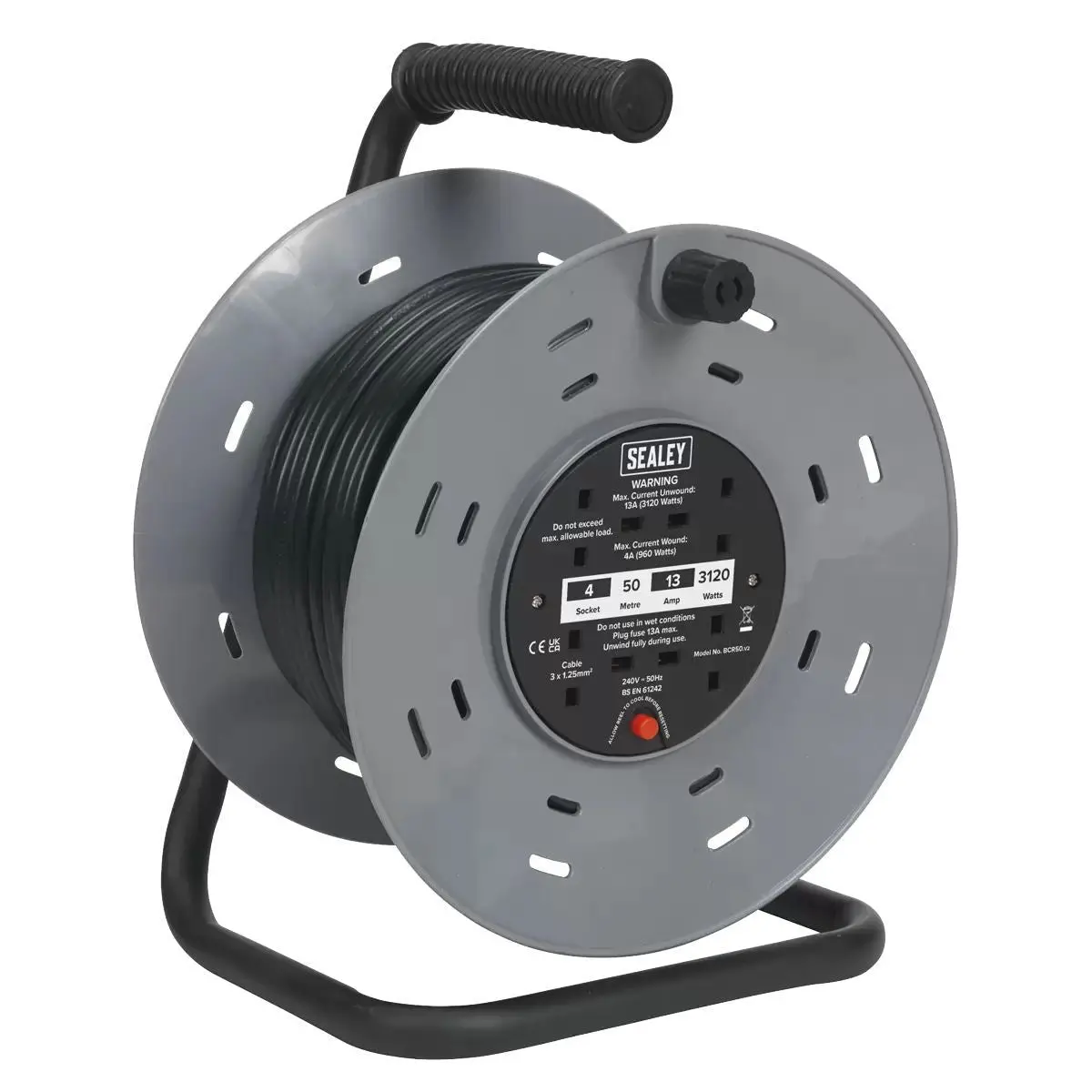 Sealey Bcr50 Cable Reel 50M 4 X 230V/960W 1