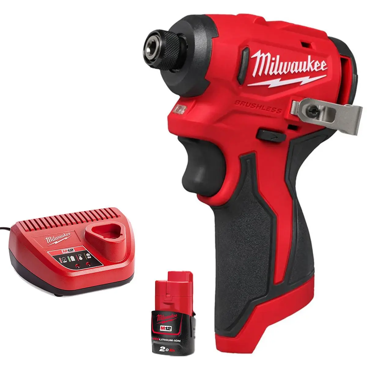 Milwaukee M12blidrc-0 12V Brushless Compact Impact Driver With 1 X 2.0Ah Battery & Charger 1