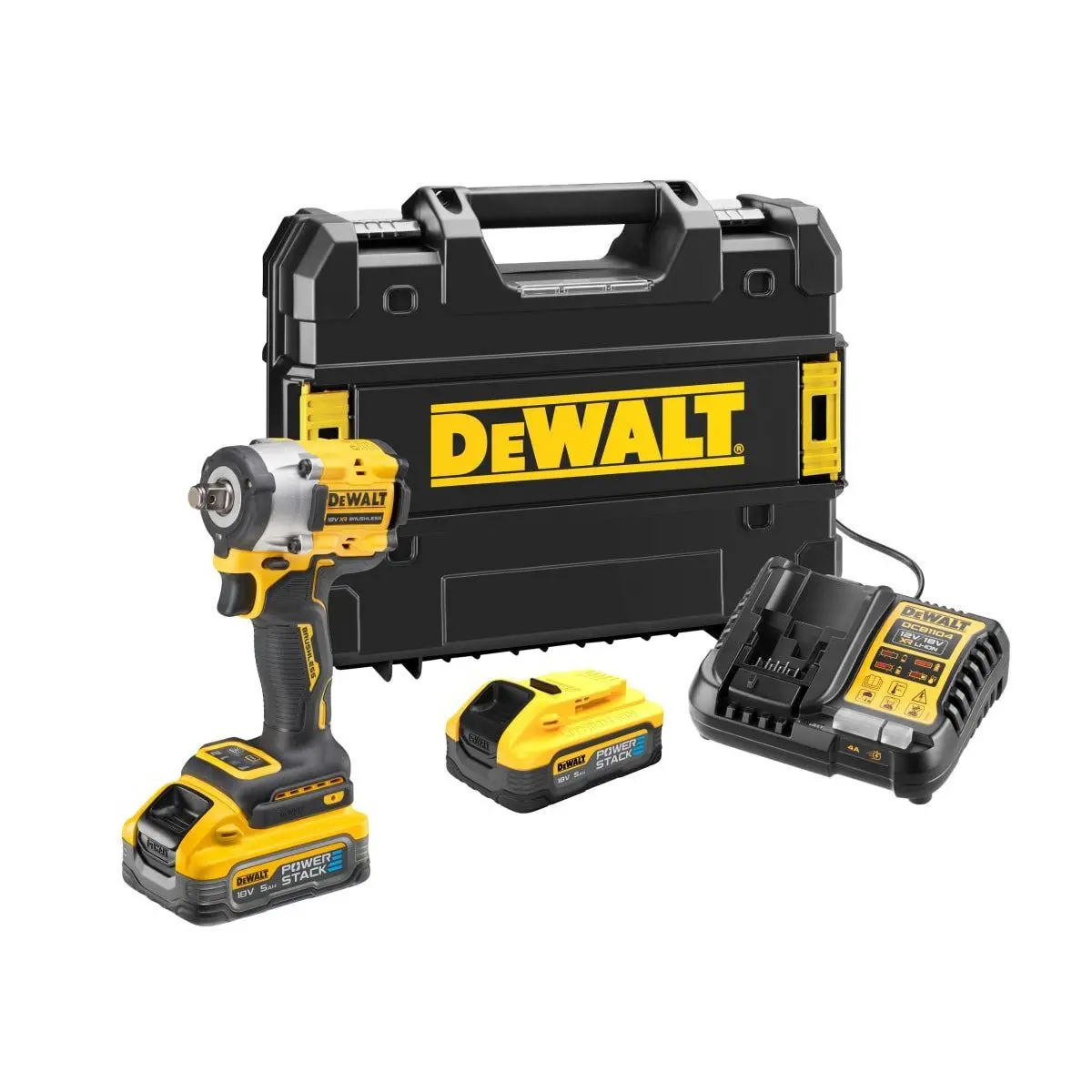 Dewalt Dcf921h2t 18V Brushless 1/2'' Impact Wrench With 2 X 5.0Ah Battery Charger & Case 1