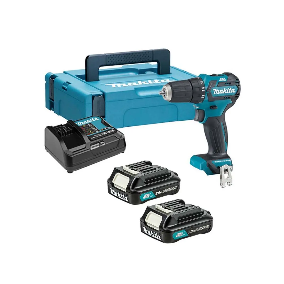 Makita Df332dsaj 12V Max Cxt Drill Driver With 2 X 2.Ah Batteries, Charger & Case 1