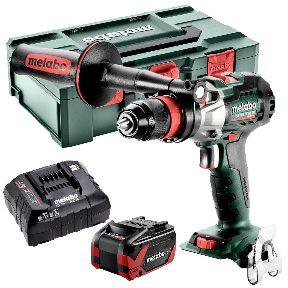Metabo Sb 18 Ltx Bl I 18V Brushless Combi Hammer Drill With 1 X 8.0Ah Battery Charger & Metabox 1
