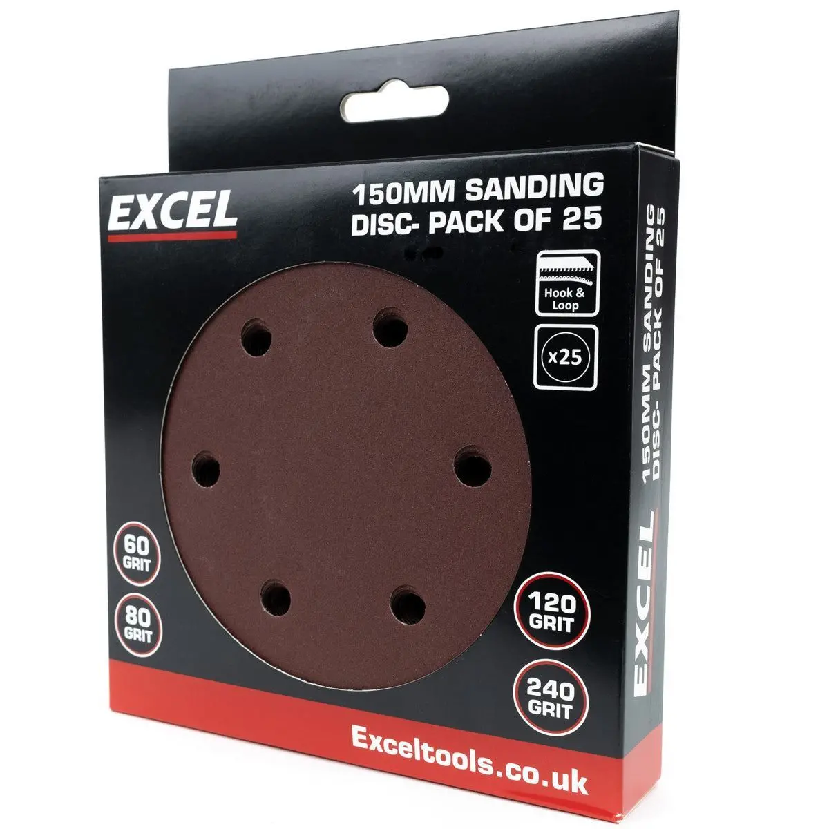 Excel 150Mm Sanding Disc Mix Grit Pack Of 25 1