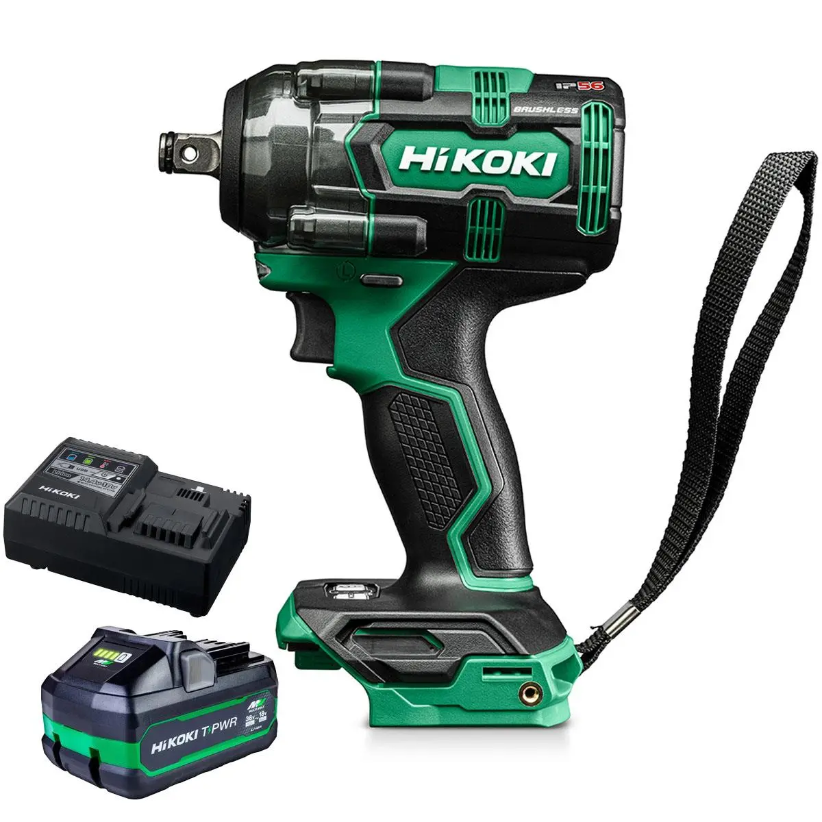 Hikoki Wr18dhw2z 18V Brushless 1/2" Impact Wrench With 1 X 4.0Ah/8.0Ah Battery & Charger 1