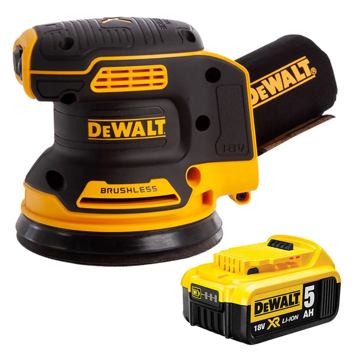 Dewalt Dcw210n 18V Brushless 125Mm Random Orbital Sander With 1 X 5.0Ah Battery 1