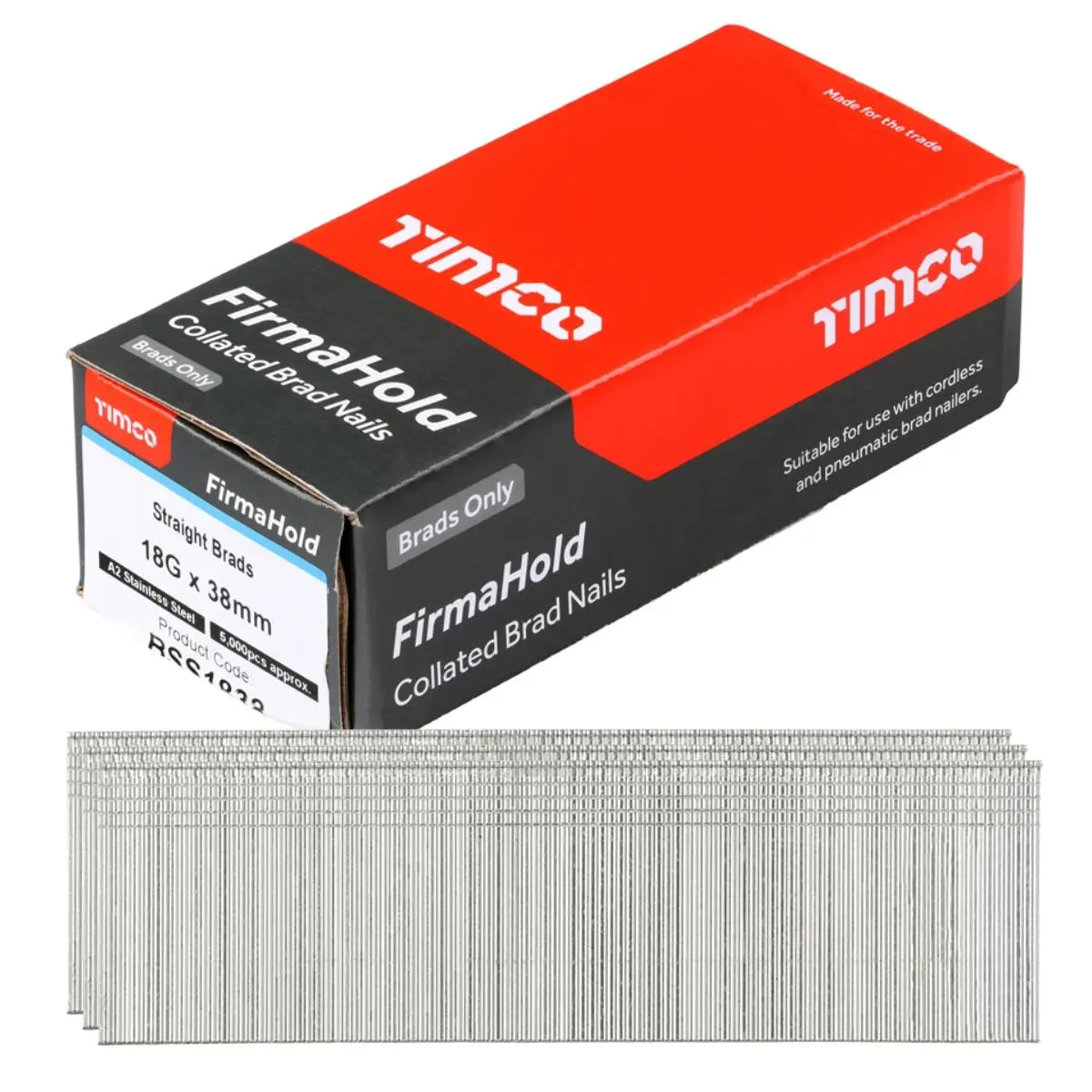 Firmahold 38Mm A2 Stainless Steel 18 Gauge 5000 Straight Collated Brad Nails Bss1838 1