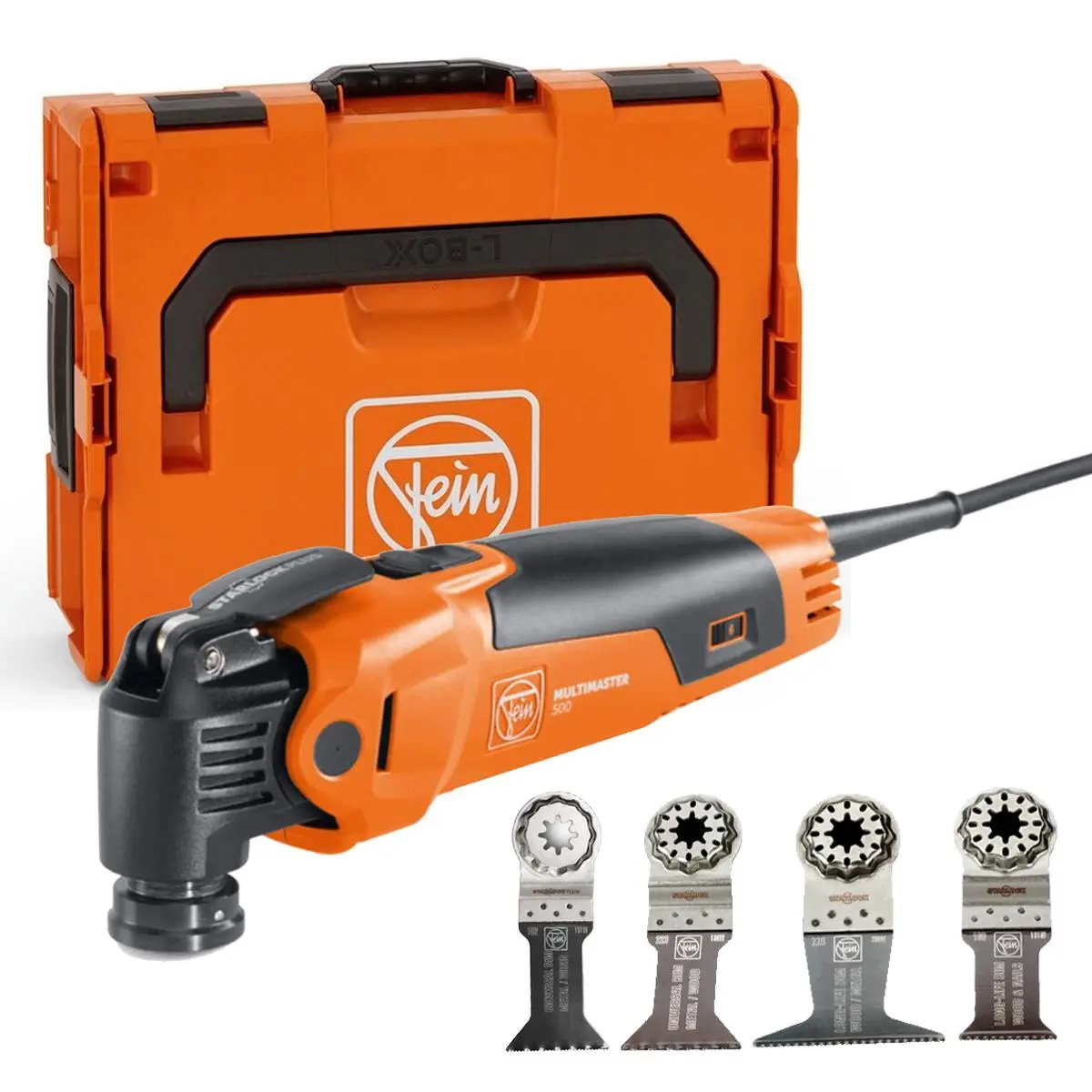 Fein Mm 500 Plus Starlock Multimaster Oscillating Multi-Tool In Case With 6 Piece Wood Metal Cut Set 1