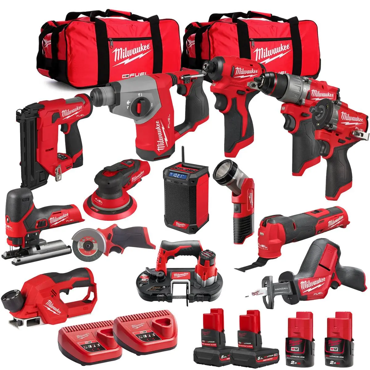 Milwaukee 12V 14 Piece Power Tool Kit With 4 X Batteries T4tkitm - 18487 1