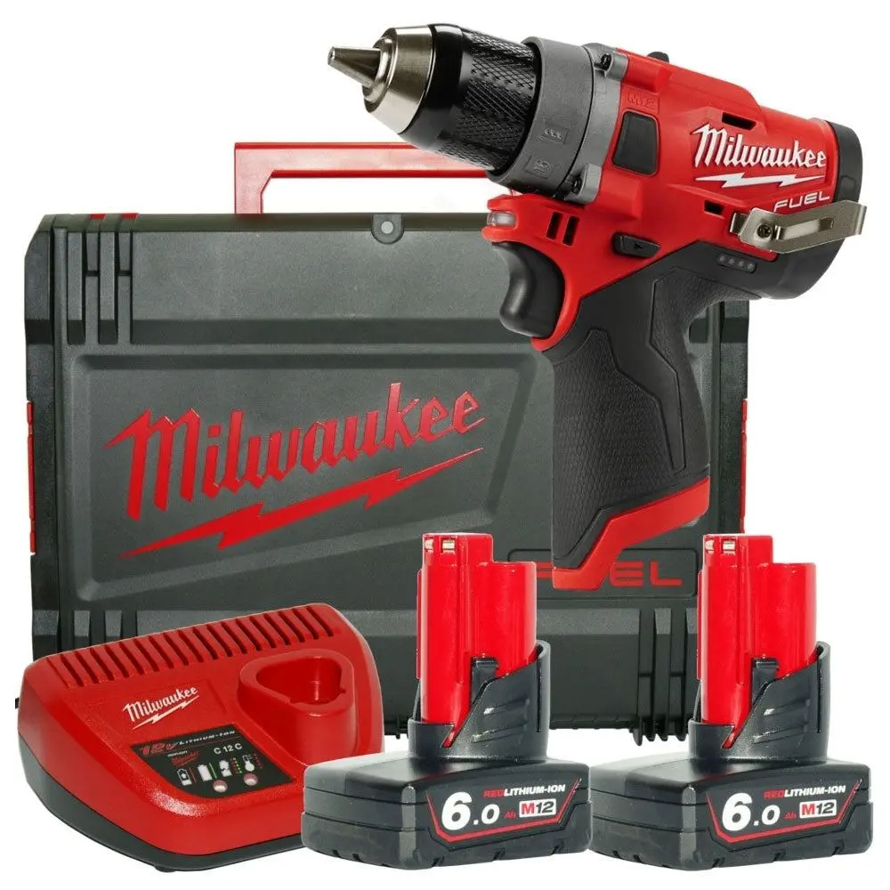 Milwaukee M12fdd2-602X 12V Fuel Sub Compact Drill Driver With 2 X 6.0Ah Battery Charger & Hd Box 4933479970 1
