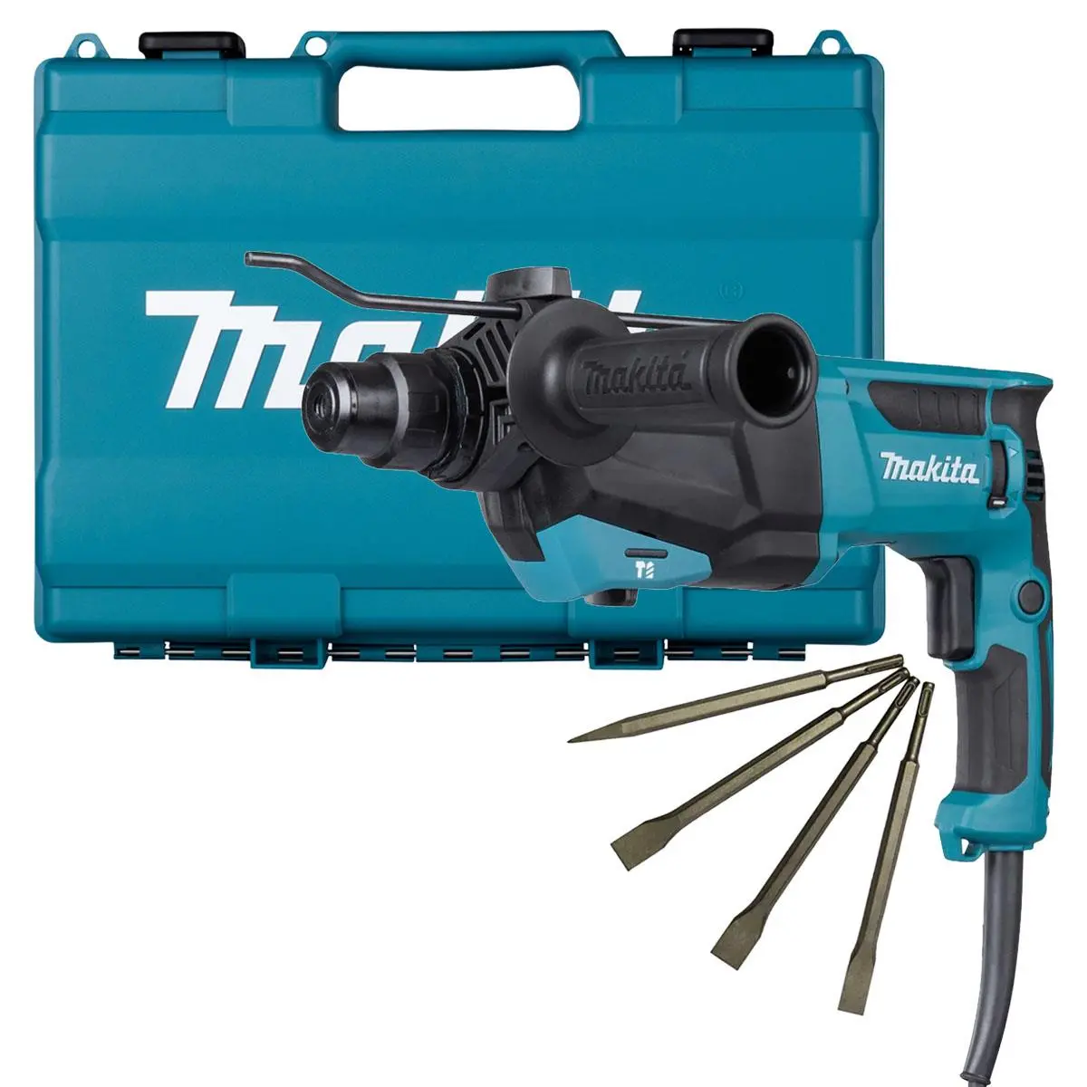 Makita Hr2670/1 26Mm Sds+ Rotary Hammer Drill With Excel Drill Chisel Set 1