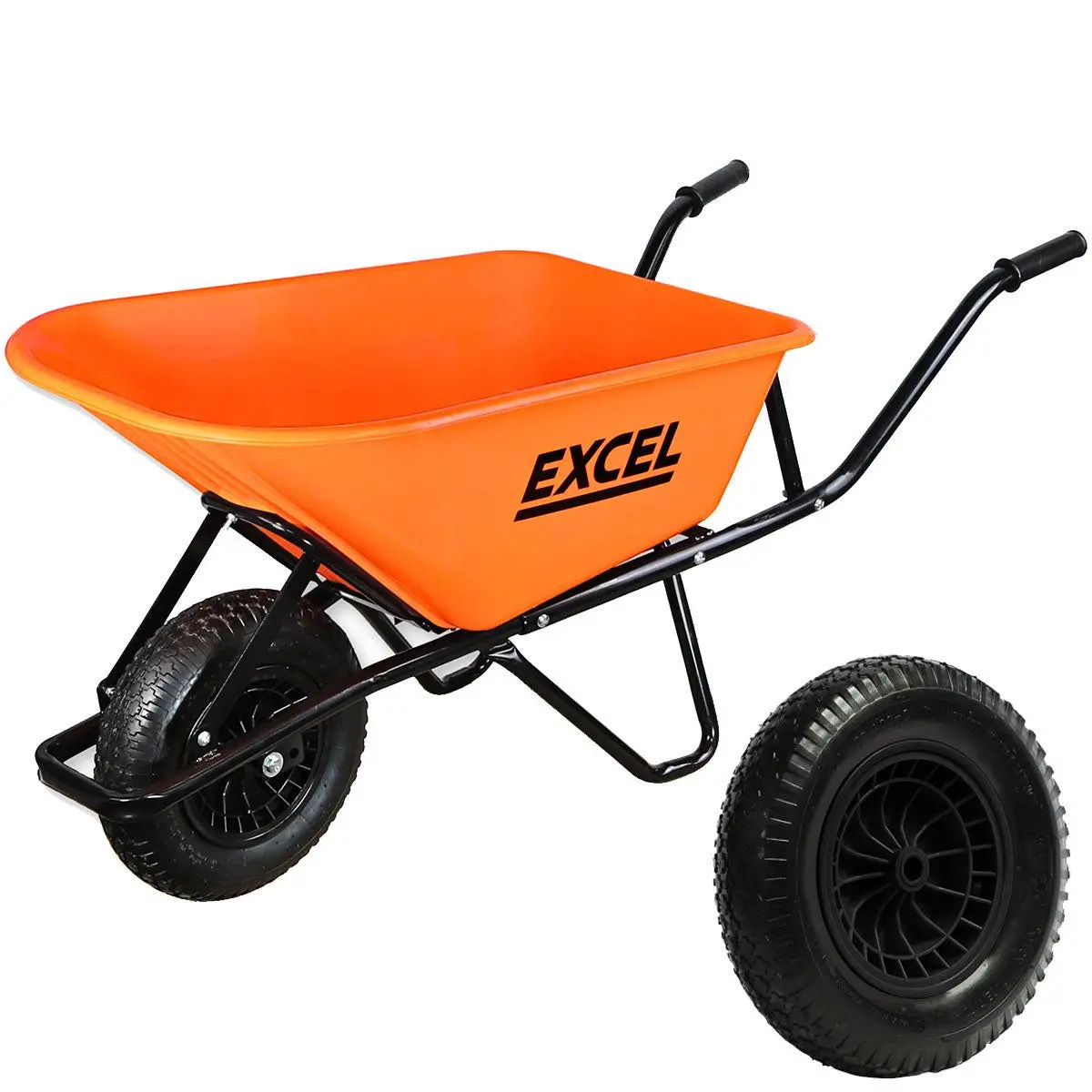 Excel Heavy Duty 100L Wheelbarrow Hdpe Plastic Tray Extra Puncture Proof Wheel 1