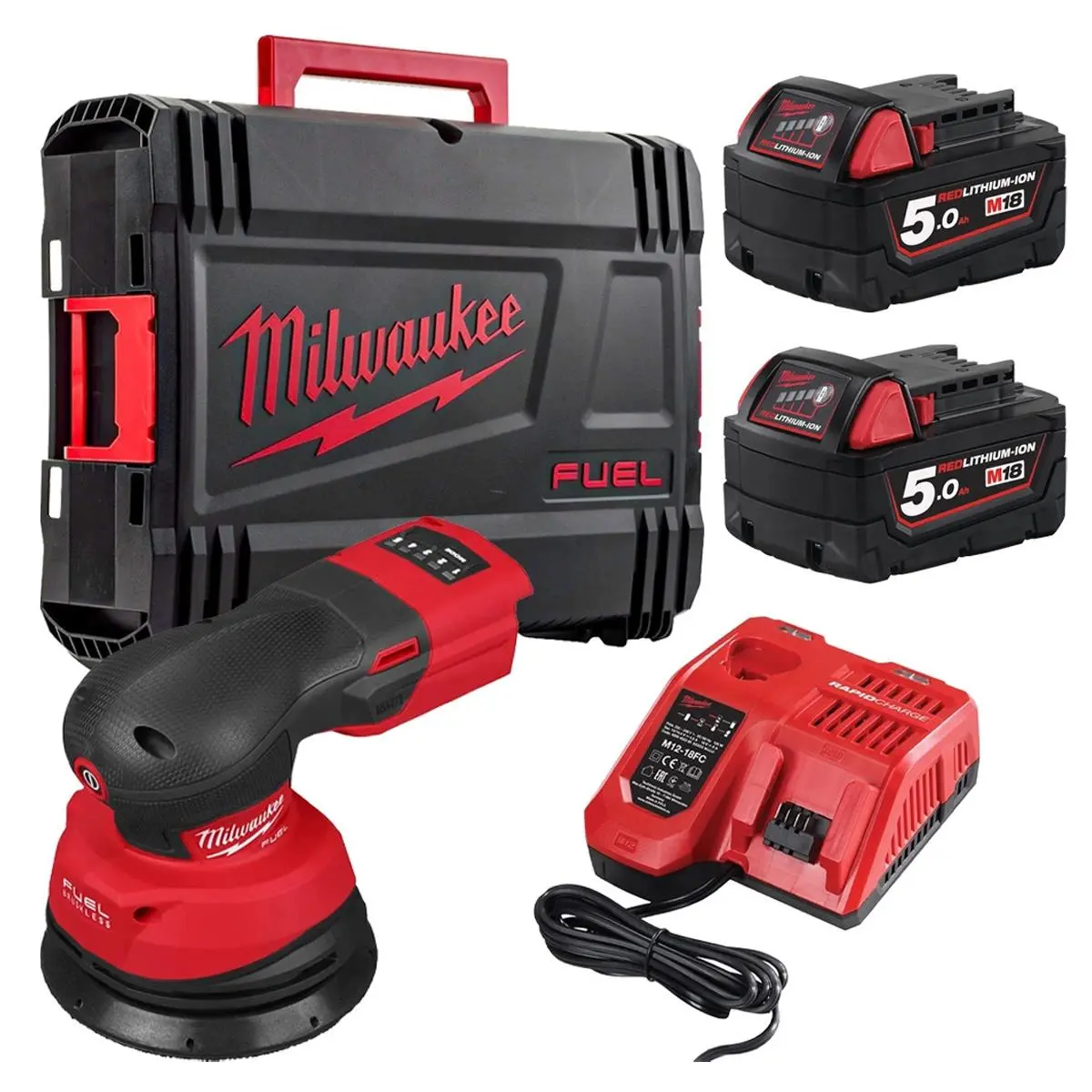 Milwaukee M18fros125-502X 18V Brushless 125Mm Random Orbital Sander With 2 X 5.0Ah Battery, Charger & Case 4933498255 1