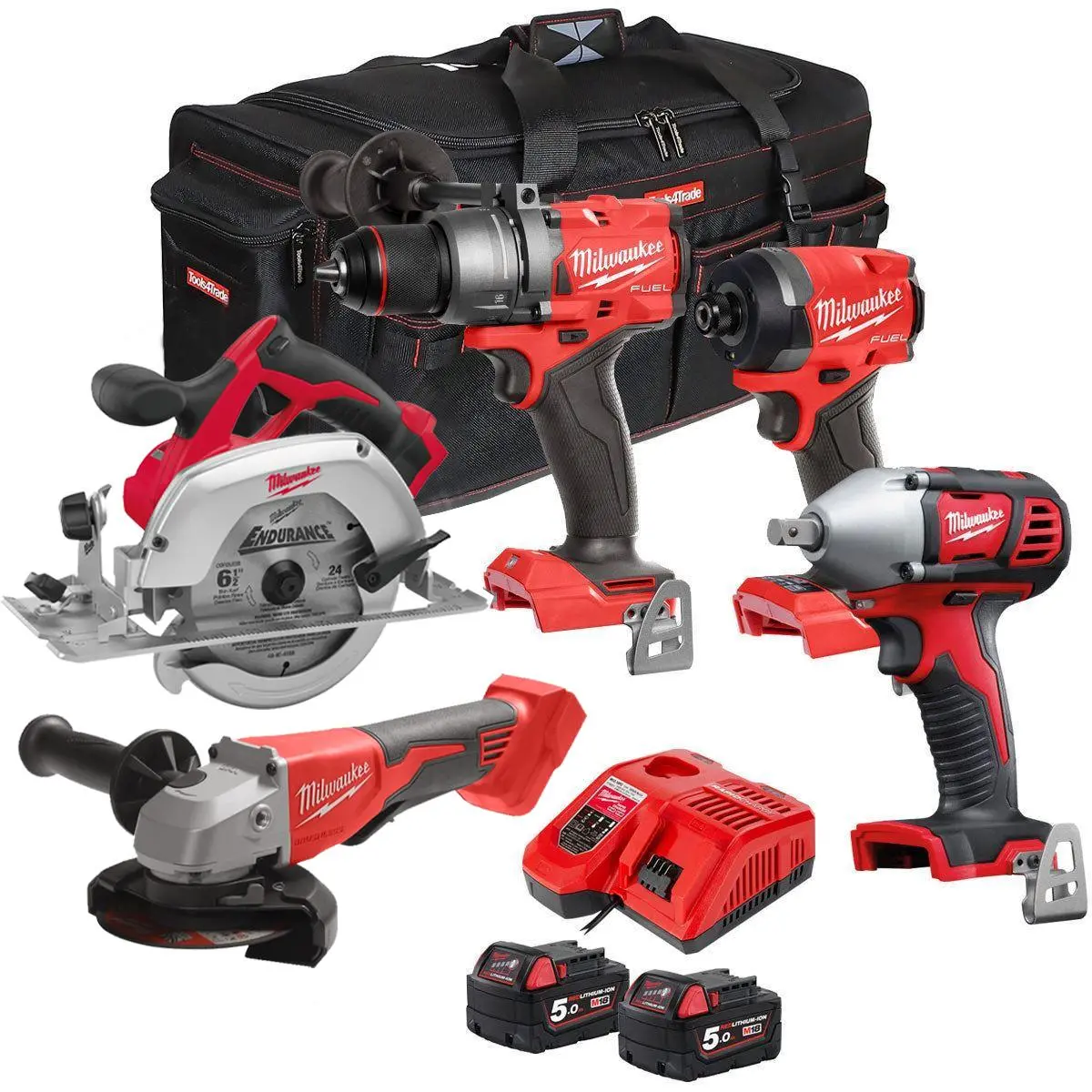 Milwaukee M18fpp5t-502B 18V 5 Piece Tool Kit With 2 X 5.0Ah Battery & Charger 1