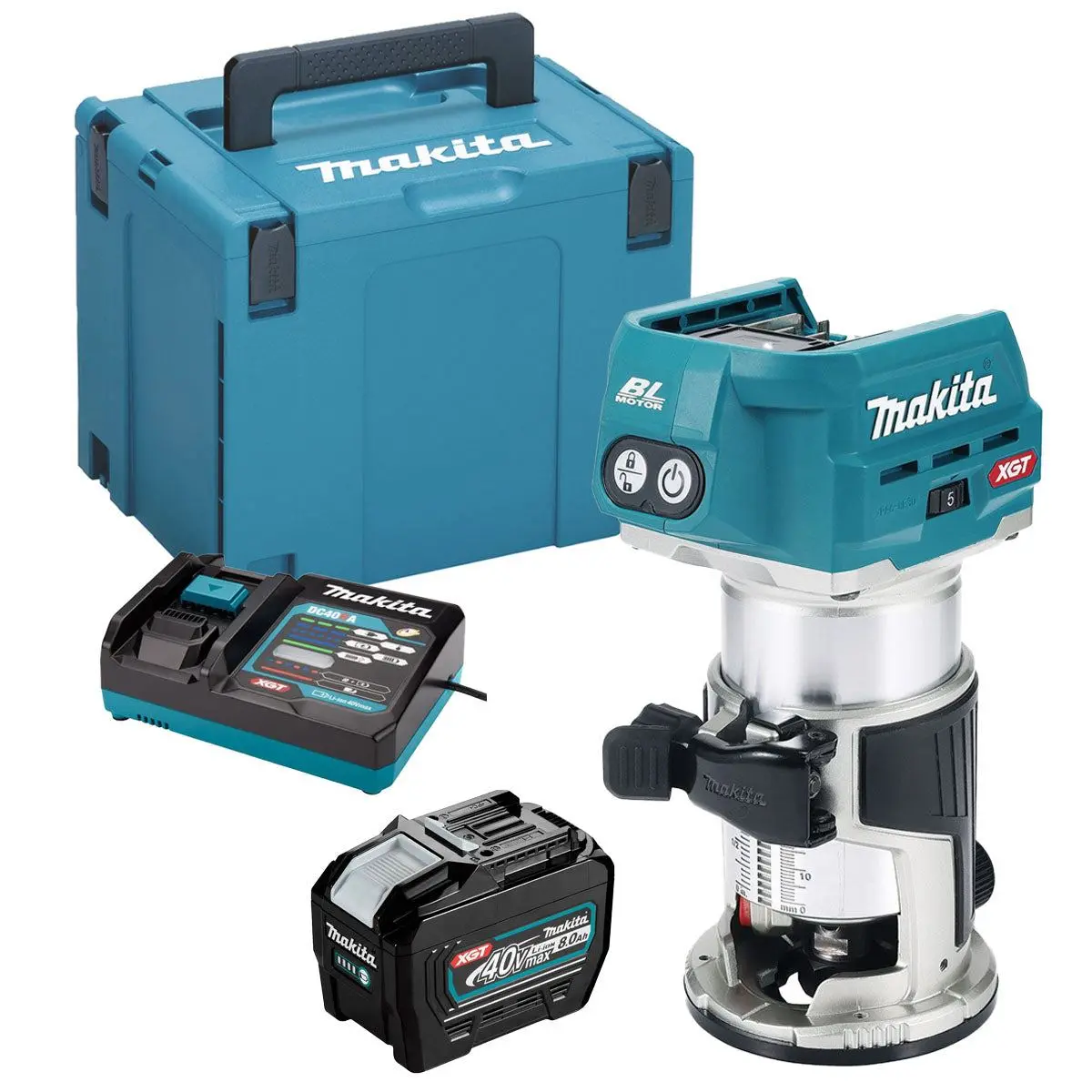 Makita Rt001gz20 40Vmax Xgt Li-Ion Brushless Router Trimmer With 1 X 8.0Ah Battery Charger & Case 1