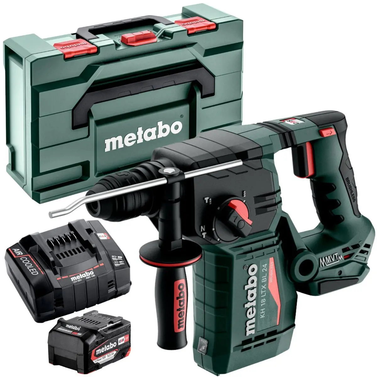 Metabo Kh 18 Ltx Bl 24 18V Brushless Sds+ Hammer Drill With 1 X 5.2Ah Battery Charger & Metabox 1