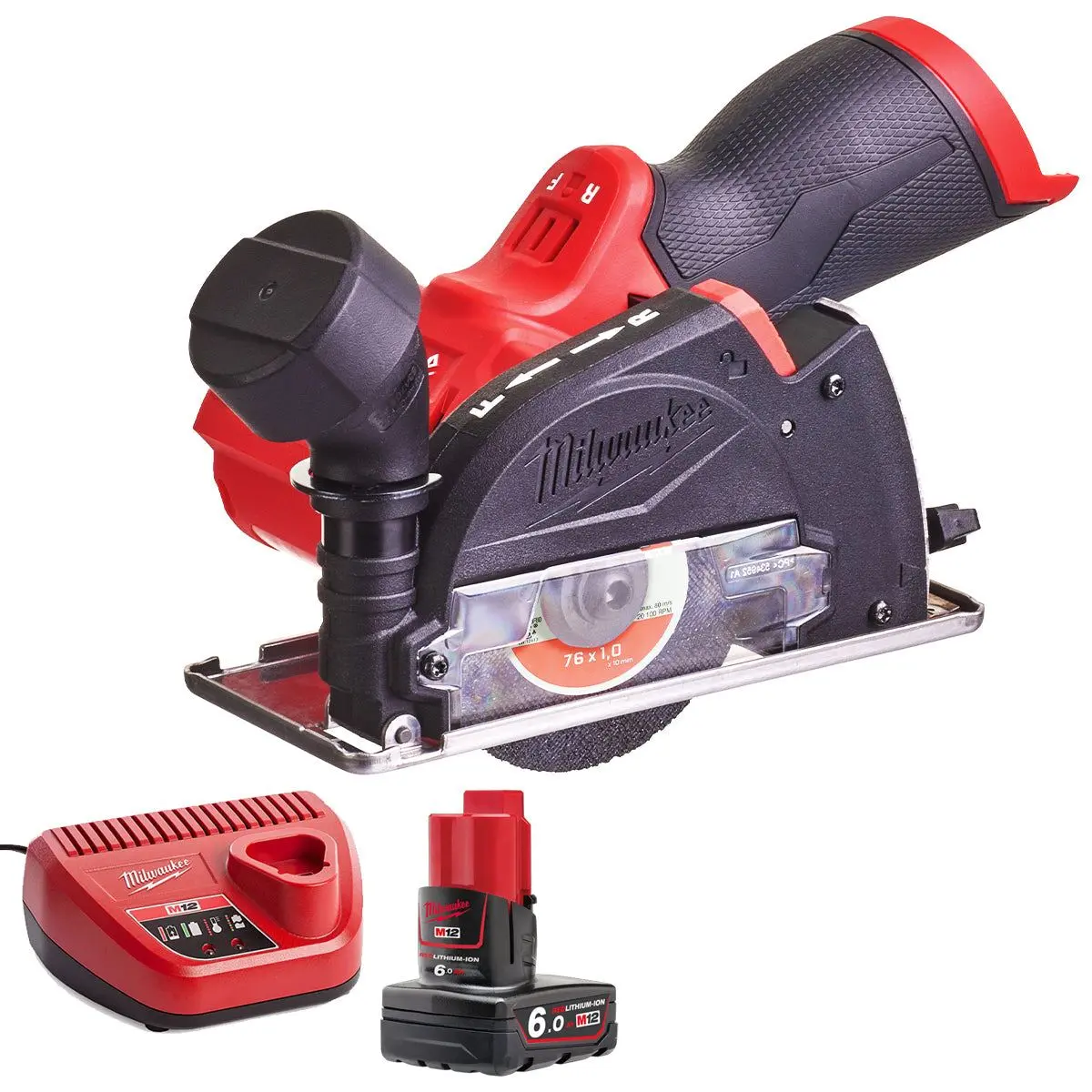 Milwaukee M12fcot-0 12V Fuel Brushless 76Mm Multi-Material Cut-Off Saw With 1 X 6.0Ah Battery & Charger 1