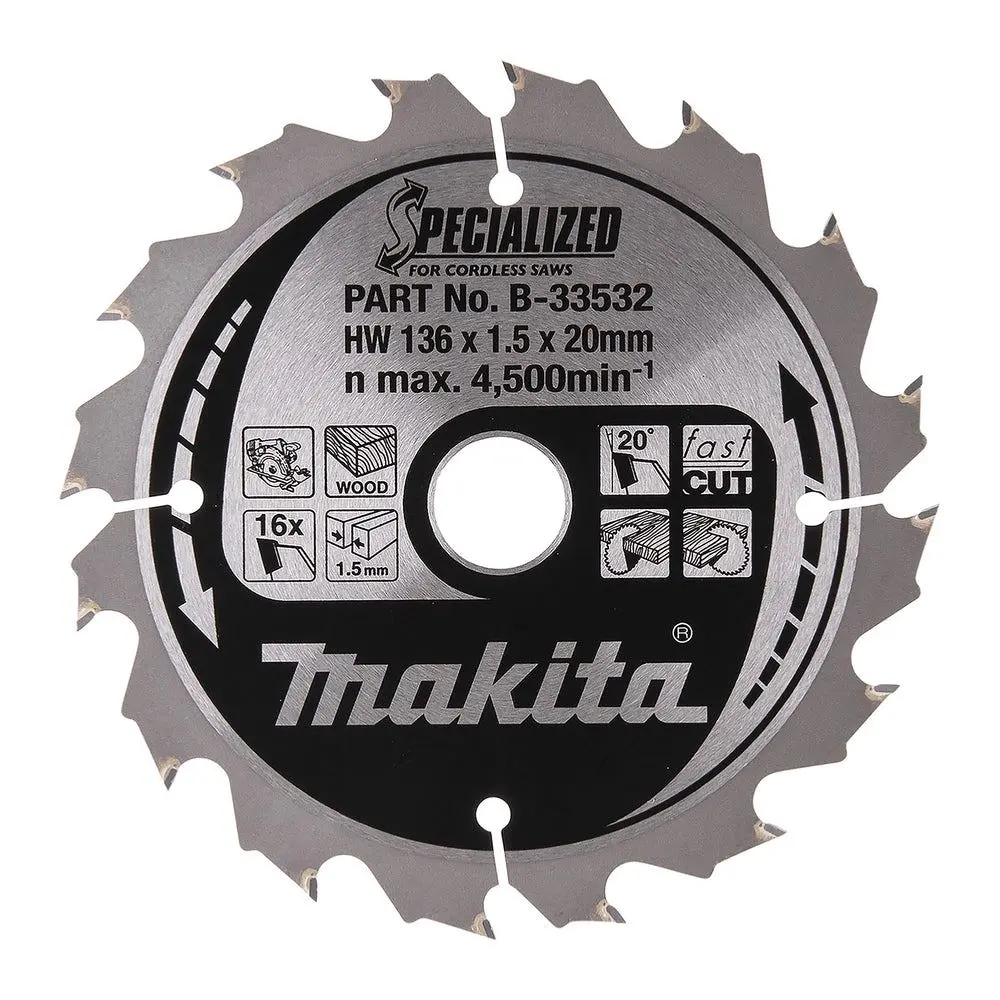 Makita 136Mm 16T Wood Specialized Circular Saw Blade B-33532 1