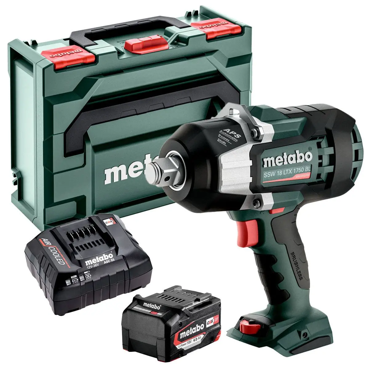 Metabo Ssw 18 Ltx 1750 Bl 18V Brushless 3/4" Impact Wrench With 1 X 4.0Ah Battery Charger & Metabox 1