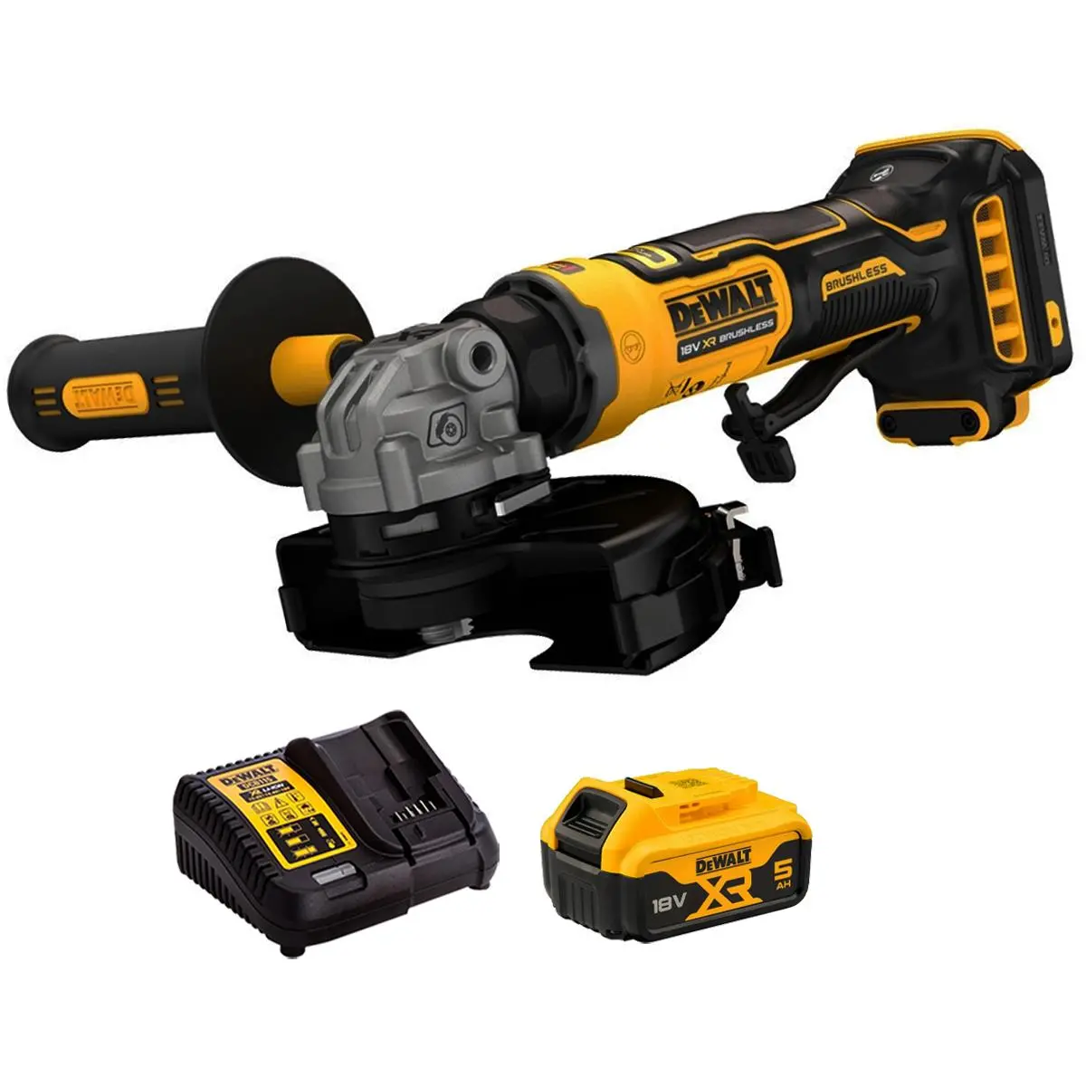 Dewalt Dcg404n-Xj 18V Xr Brushless Angle Grinder With 1 X 5.0Ah Battery & Charger 1