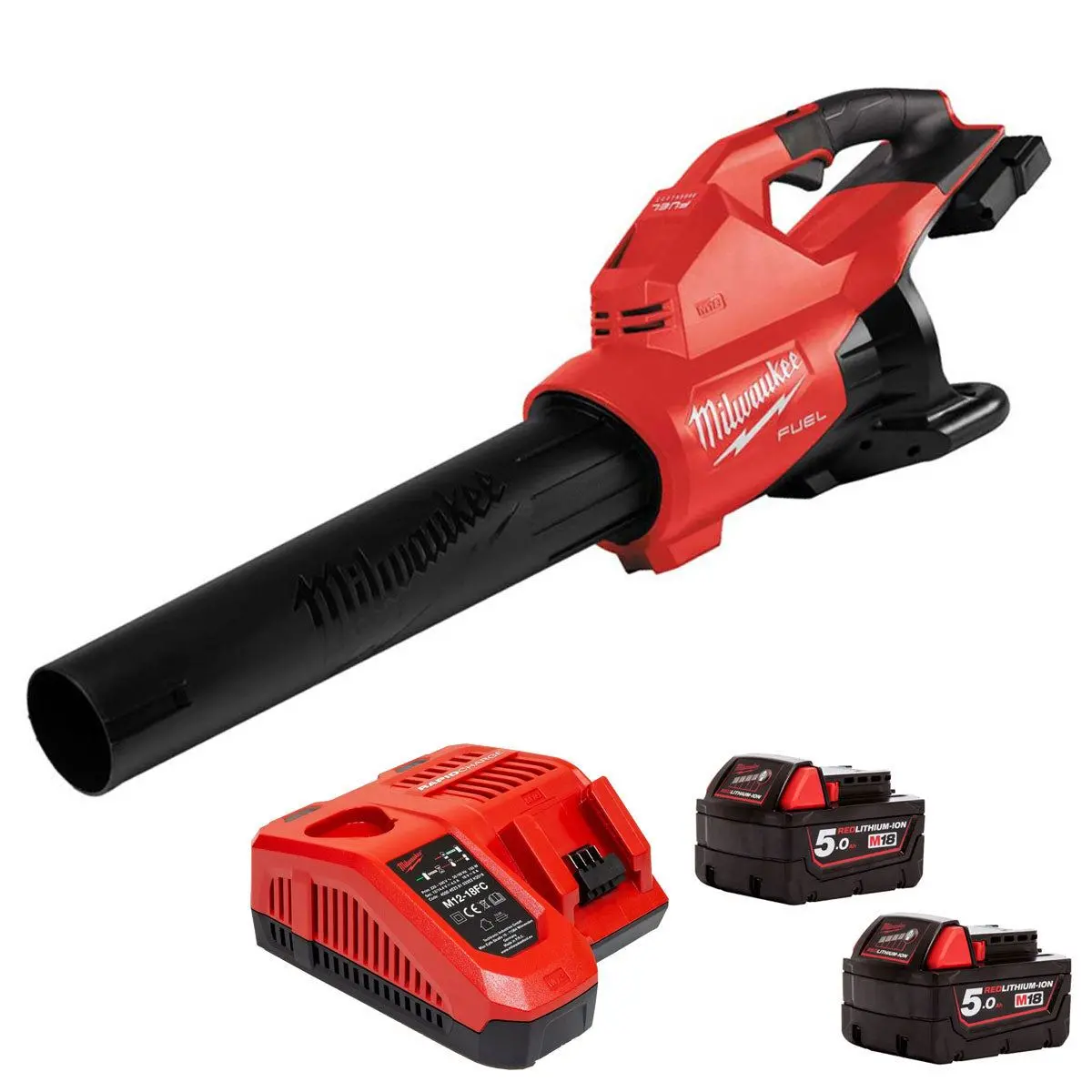Milwaukee M18f2bl-0 18V Fuel Brushless Dual Battery Blower With 2 X 5.0Ah Battery & Charger 1