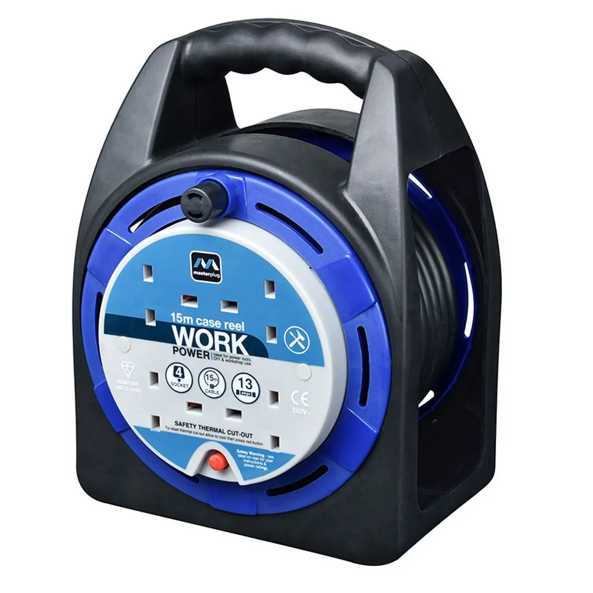 Masterplug Case Cable Reel 13A 4-Socket 15M 240V Hst1513/4Bl-Mp 1
