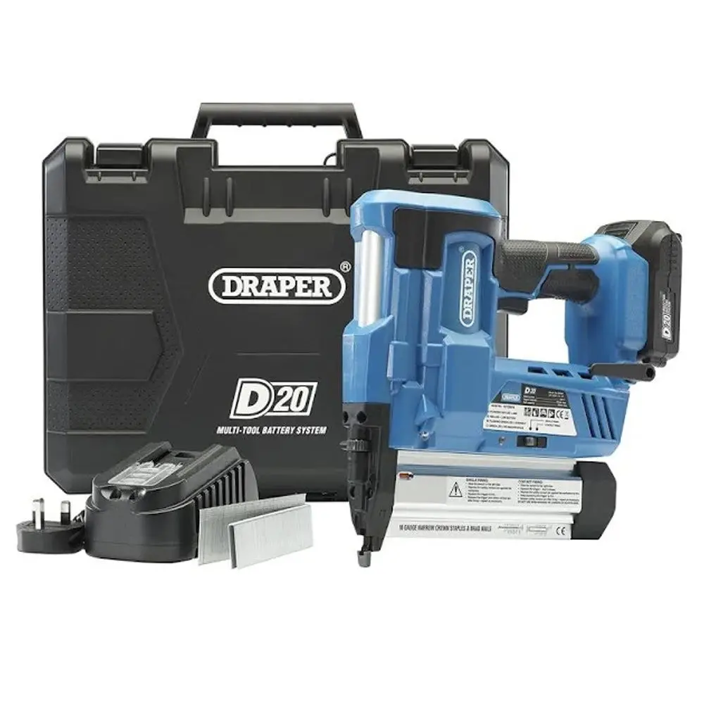Draper D20nsset D20 20V Nailer/Stapler With 1 X 2.0Ah Battery & Charger - 00646 1