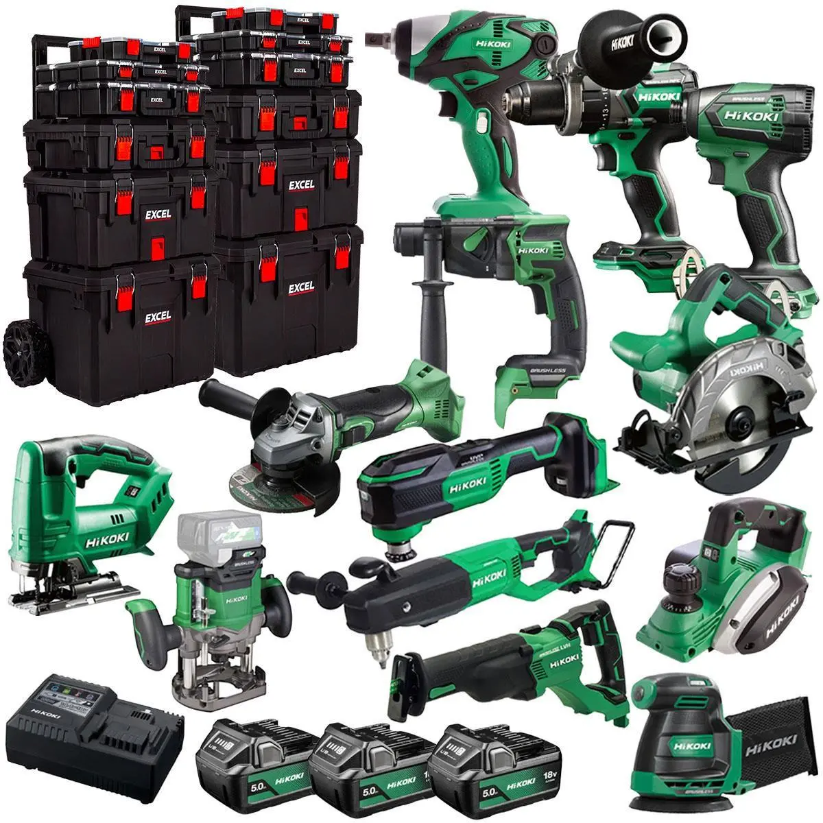 Hikoki 18V 13 Piece Power Tool Combo Kit With 3 X 5.0Ah Battery & Trolley Toolbox 1