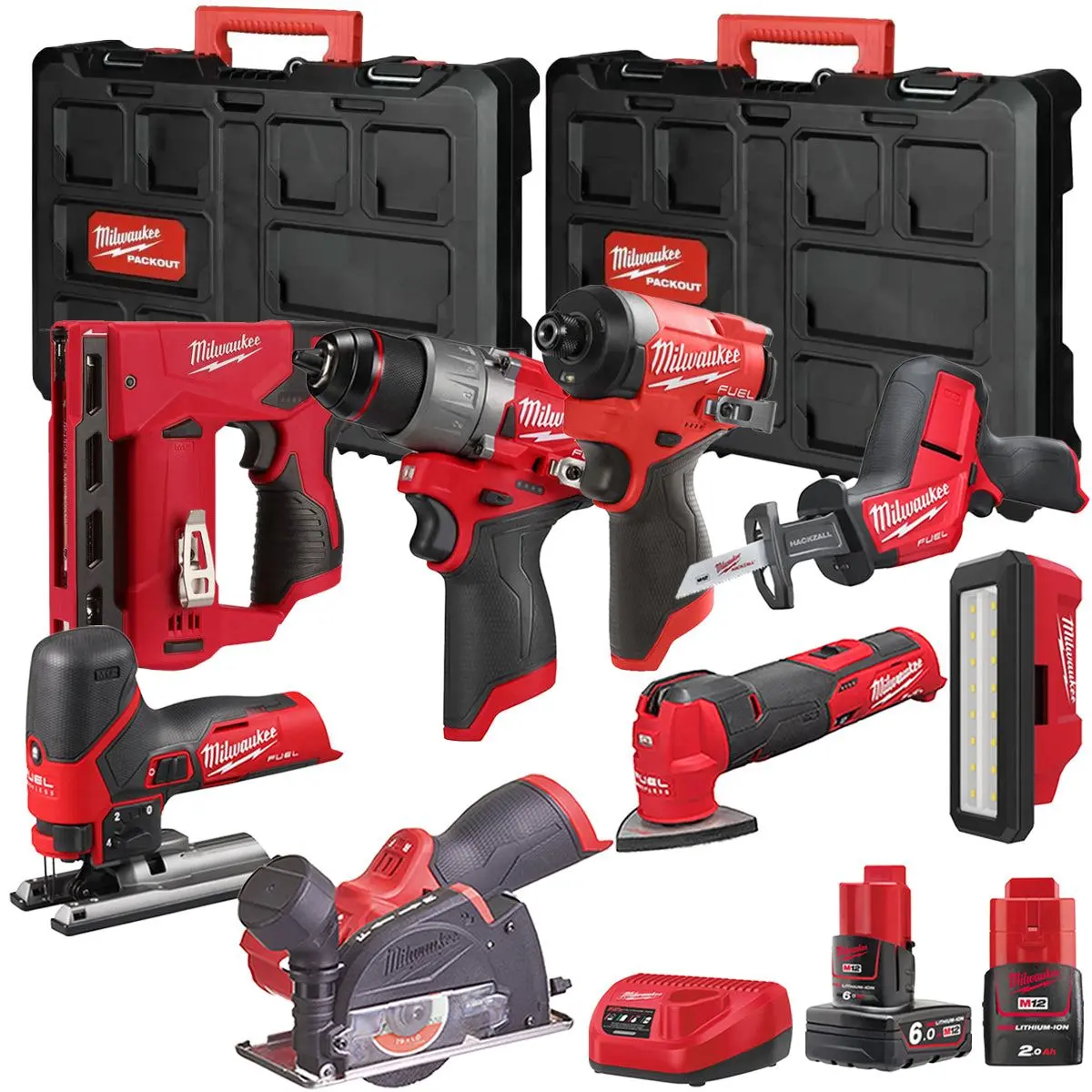 Milwaukee M12fpp7b2-648P 12V Fuel 8 Piece Powerpack Tool Kit With 1 X 6.0Ah & 2.0Ah Batteries, Charger & Case 1