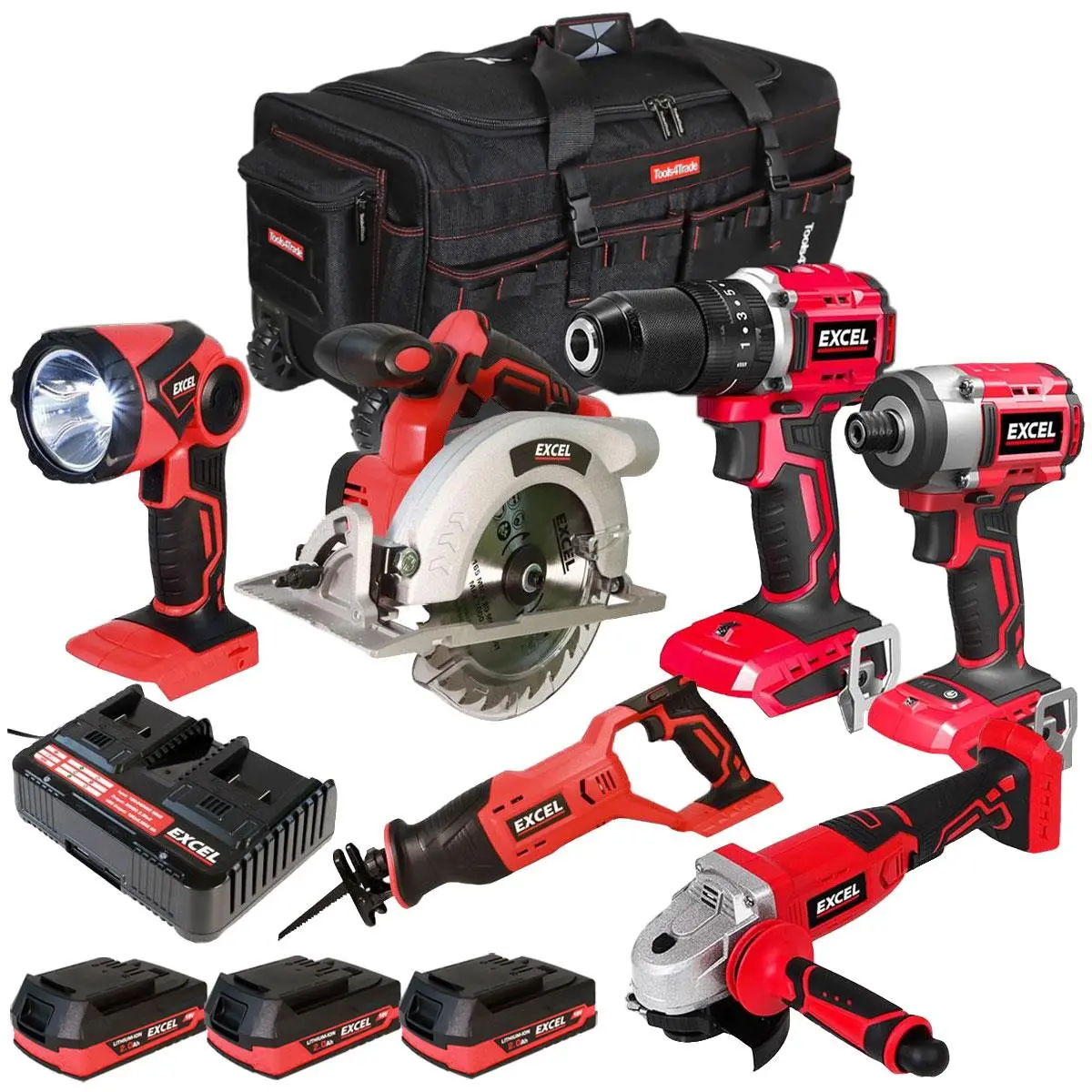 Excel 18V 6 Piece Combo Kit With 3 X 2.0Ah Batteries & Charger Exlkit-29319 1