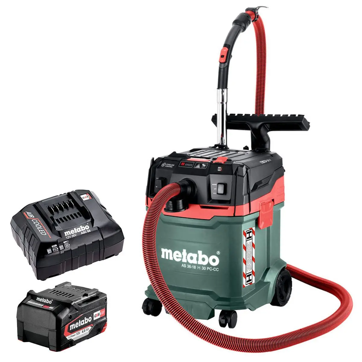 Metabo As 36-18 H 30 Pc-Cc 18V H-Class Vacuum Cleaner With 1 X 4.0Ah Battery & Charger 1
