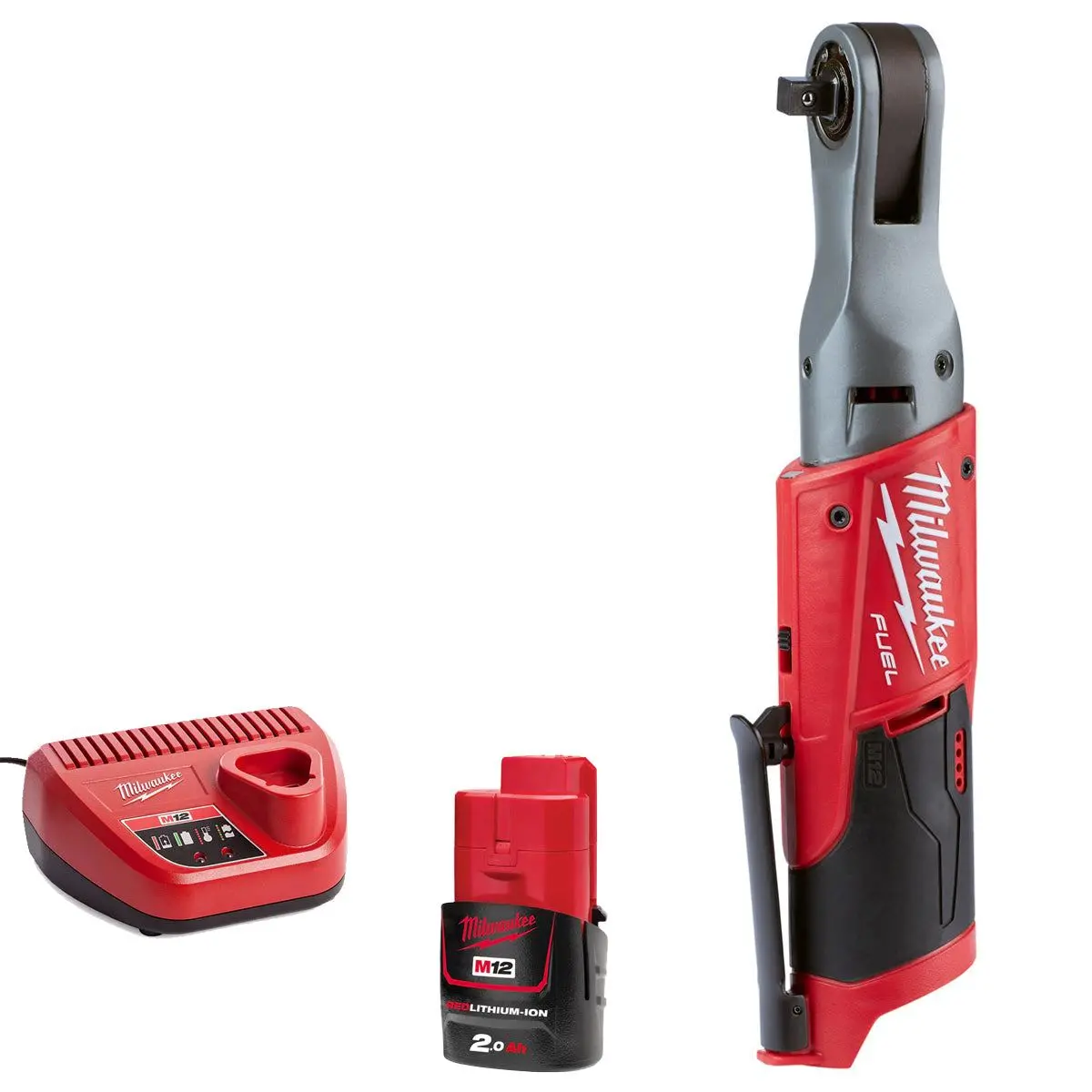 Milwaukee M12fir38-0 12V 3/8" Fuel Brushless Ratchet With 1 X 2.0Ah Battery & Charger 1