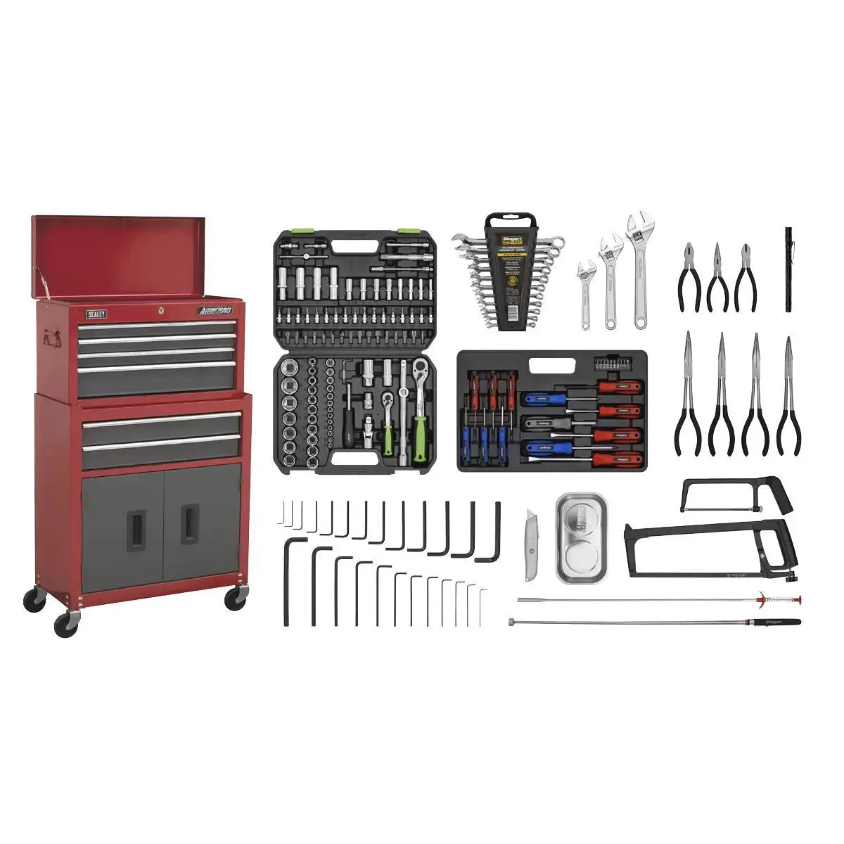 Sealey Ap2200bbcombo 6 Drawer Topchest & Rollcab Combination With Ball-Bearing Slides & 170Pc Tool Kit 1