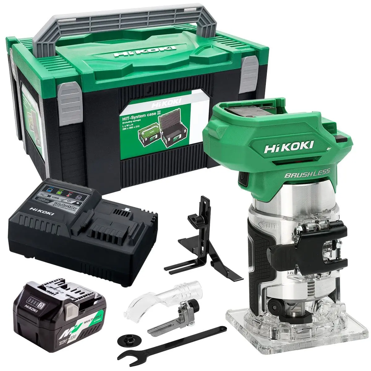 Hikoki M1808daj2z 18V 1/4" Brushless Router Trimmer With 1 X 2.5Ah/5.0Ah Battery & Charger 1