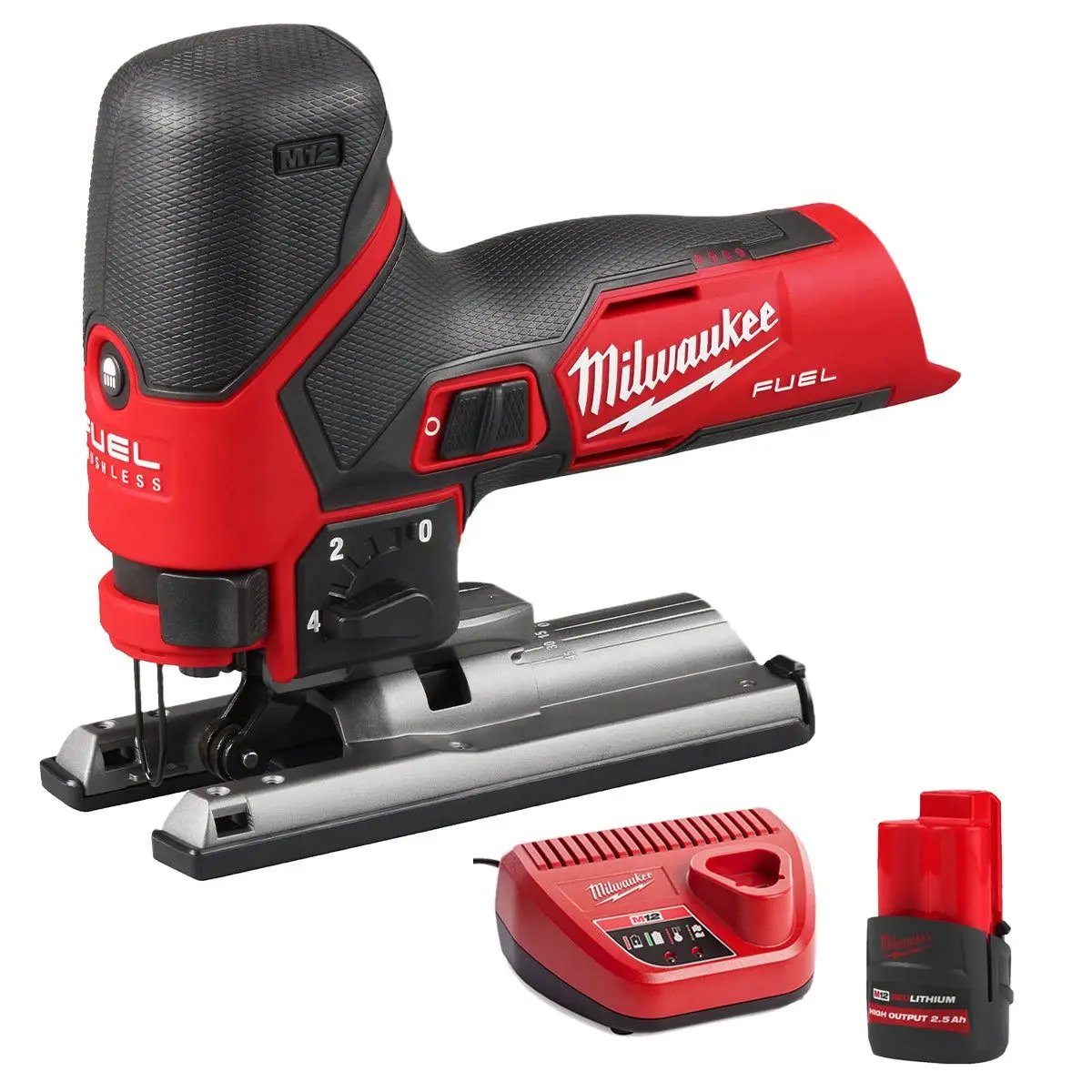 Milwaukee M12fjs-0 12V Fuel Brushless Bodygrip Jigsaw With 1 X 2.5Ah Battery & Charger 1
