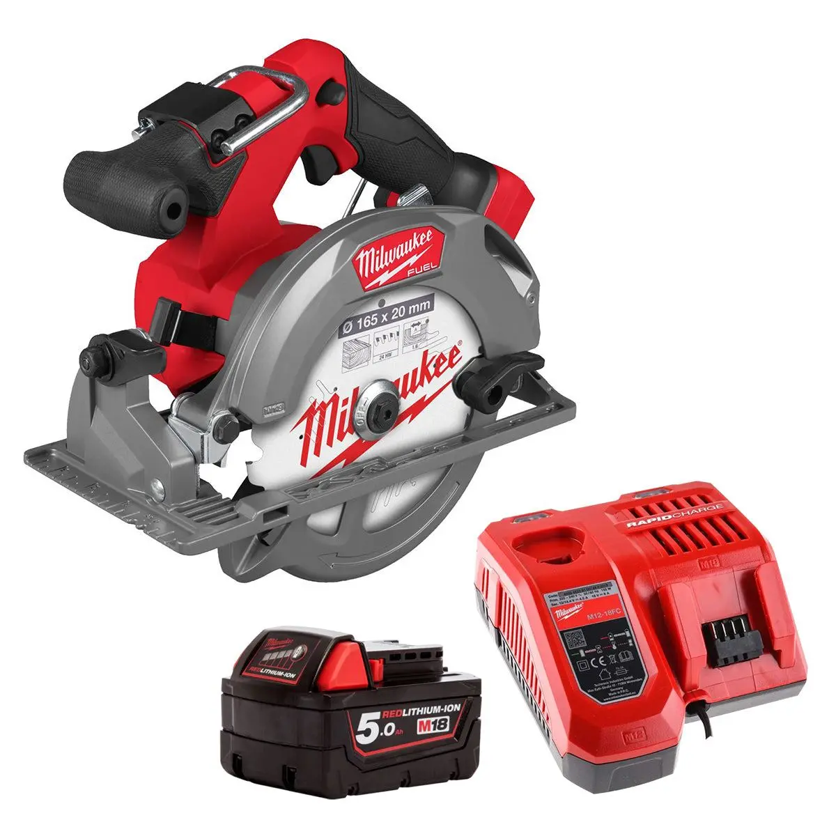 Milwaukee M18fcs552-0 M18 Fuel 18V Brushless 165Mm Circular Saw With 1 X 5.0Ah Battery & Charger 1