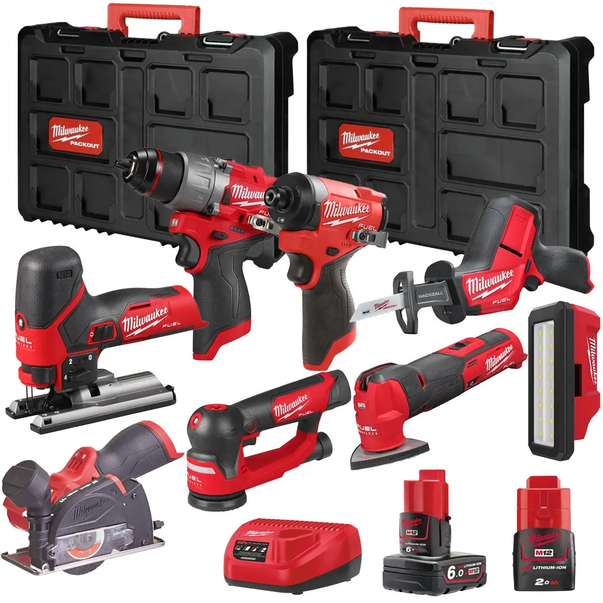 Milwaukee M12fpp7b2-625P 12V Fuel 8 Piece Powerpack Tool Kit With 1 X 6.0Ah & 2.0Ah Batteries, Charger & Case 1
