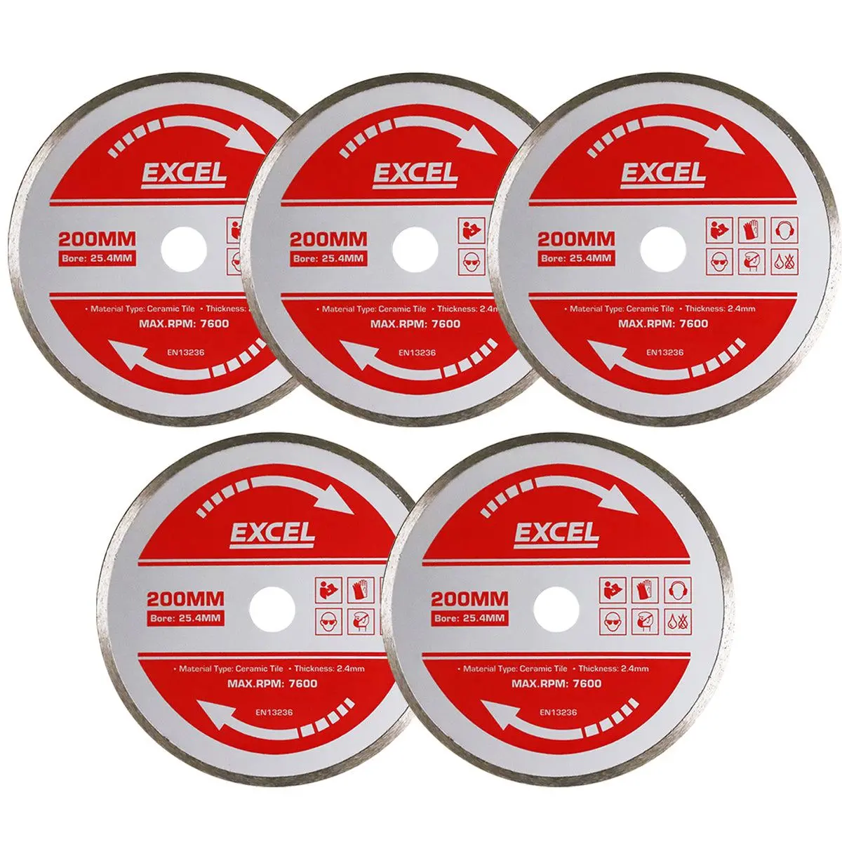 Excel 200Mm Wet Tile Cutting Diamond Blade Pack Of 5 1
