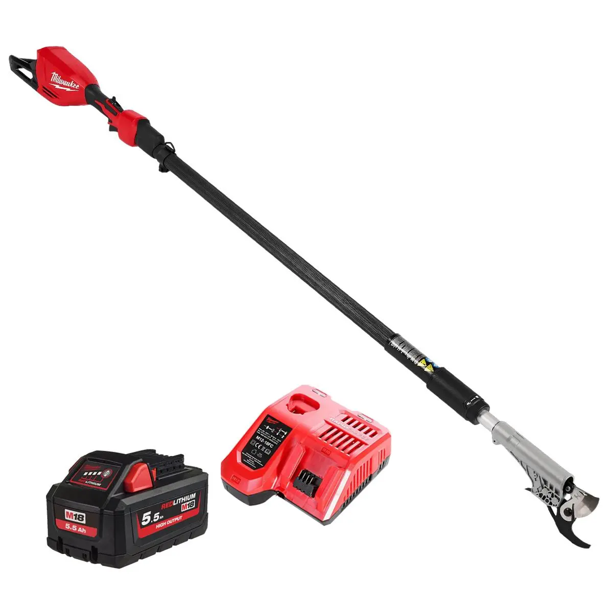 Milwaukee M18blts-551 18V Brushless Telescopic Pole Pruning Shear With 1 X 5.5Ah Battery & Charger 4933480867 1