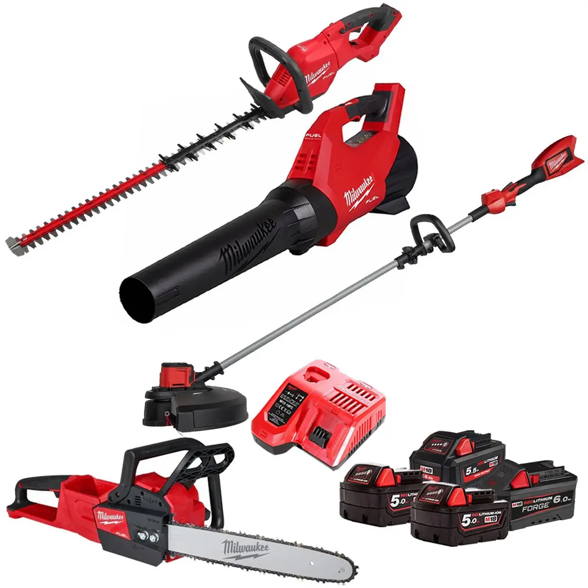 Milwaukee M18 18V 4 Piece Gardening Tool Kit With 4 X Batteries & Charger T4tkit-29519 1