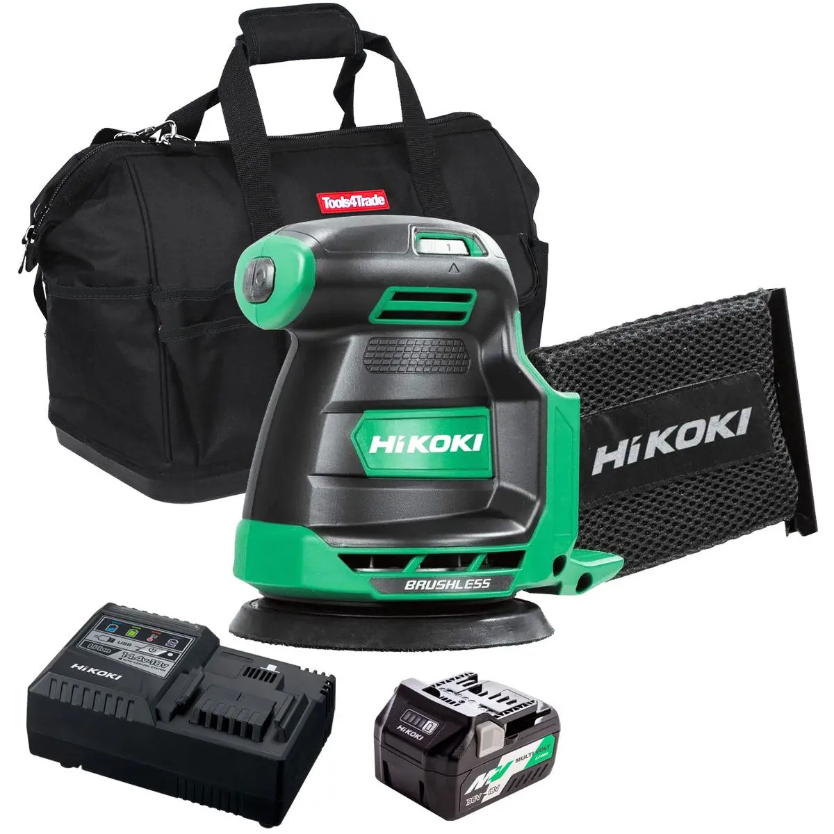 Hikoki Sv1813daj2z 18V Brushless 125Mm Random Orbit Sander With 1 X 2.5Ah/5.0Ah Battery Charger & Bag 1