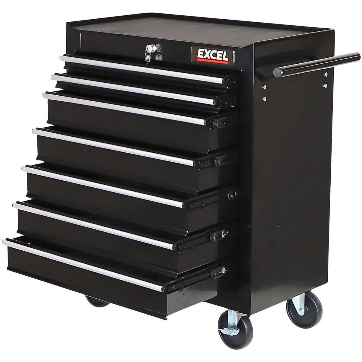 Excel 7 Drawer Tool Chest Storage Cabinet With Wheels - Black 1