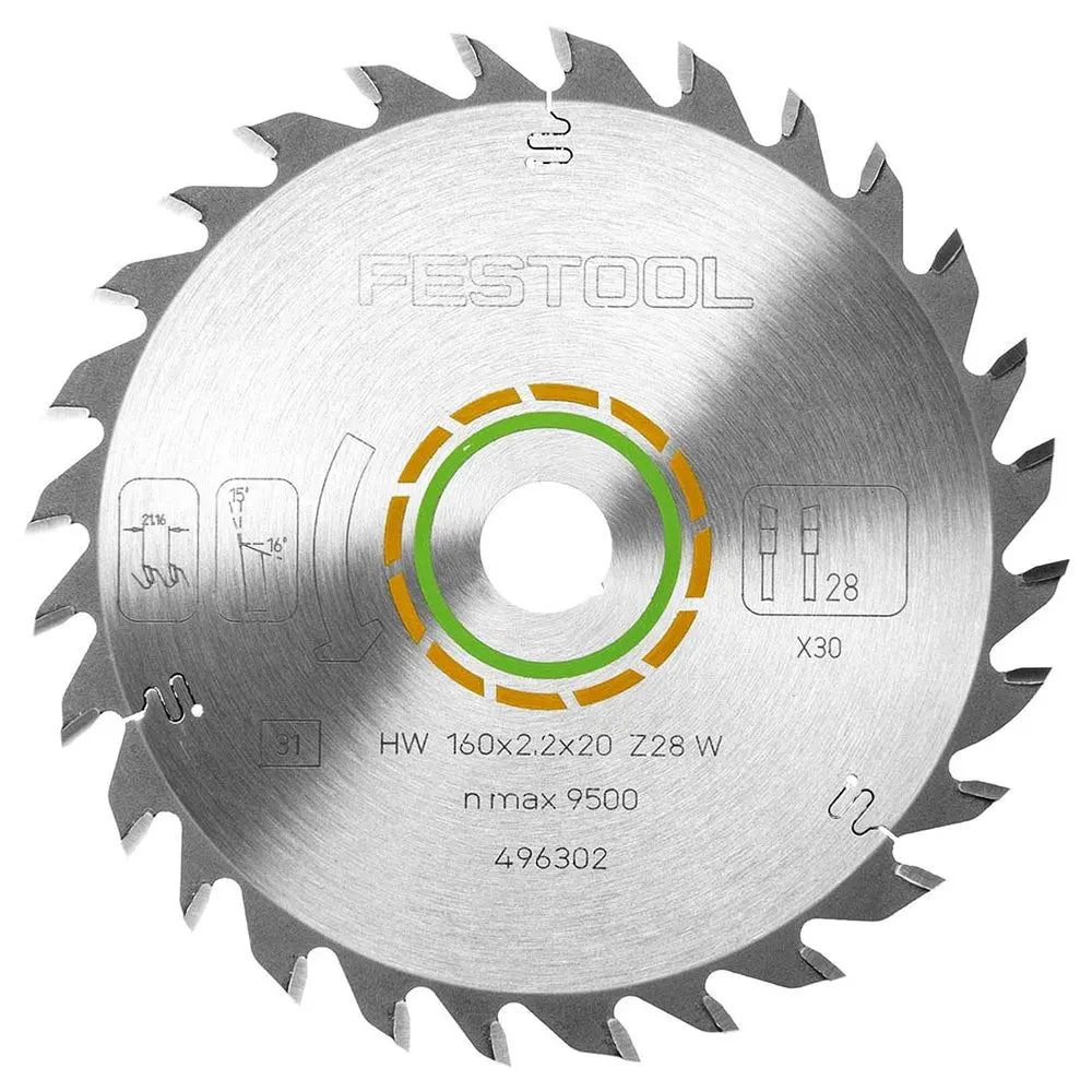 Festool 160Mm X 2.2Mm X 20Mm 28T Wood Universal Saw Blade - 496302 1
