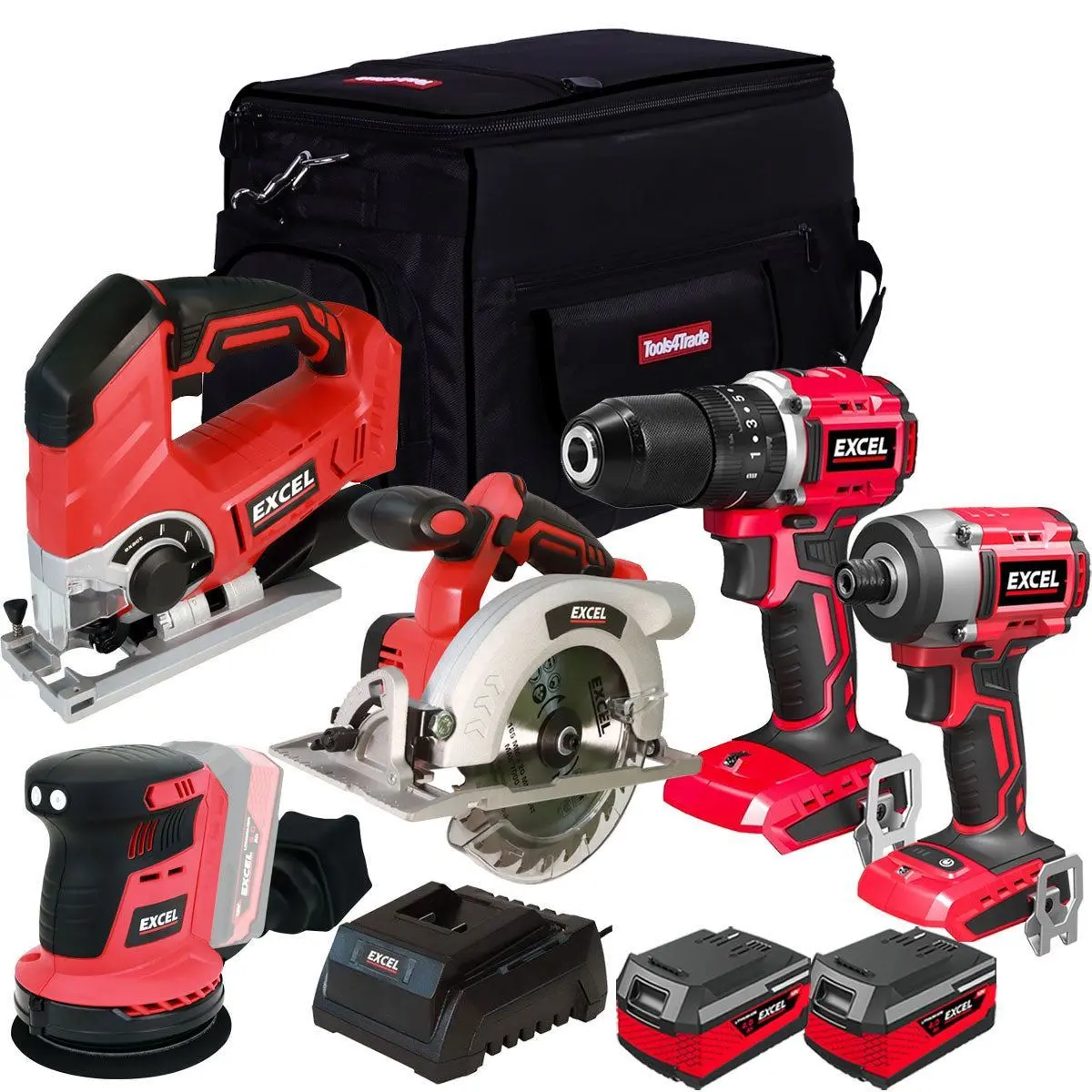 Excel 18V 5 Piece Power Tool Kit With 2 X 4.0Ah Batteries & Charger Exlkit-16286 1
