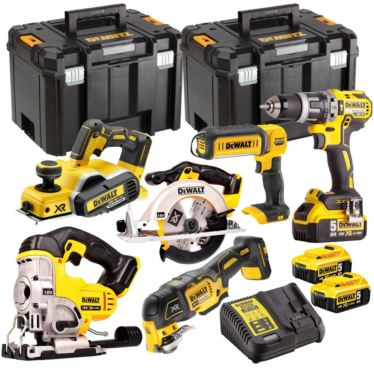 Dewalt Dck665p3t 18V 6 Piece Power Tool Kit With 3 X 5.0Ah Battery Charger & Tstak Tool Storage 1