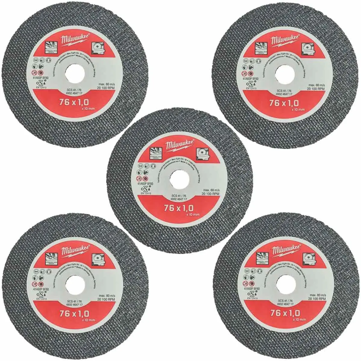 Milwaukee 76Mm Metal Cutting Disc 4932464717 For M12fcot-0 - Pack Of 5 1