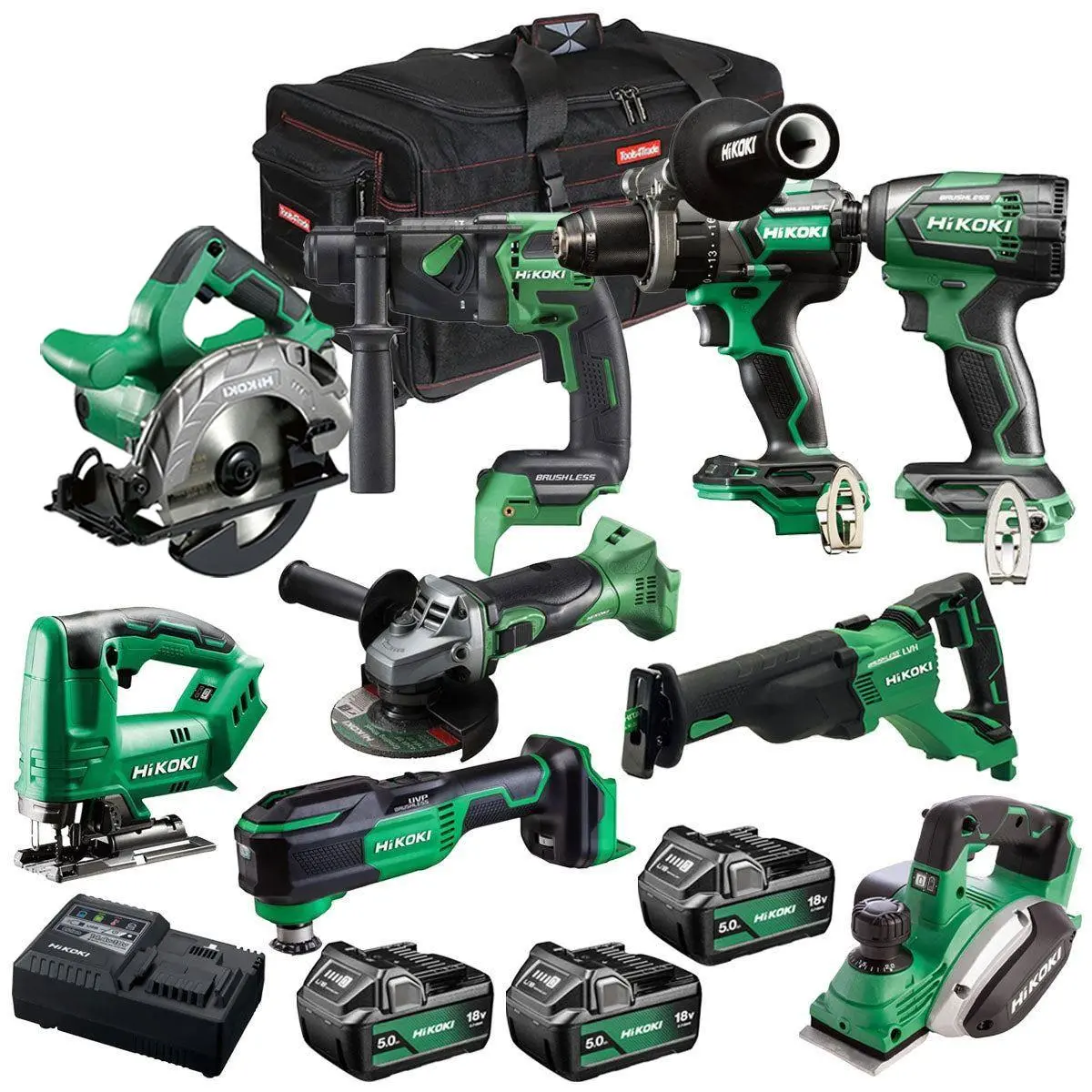 Hikoki 18V 9 Piece Power Tool Combo Kit With 3 X 5.0Ah Battery & Charger T4tkit-27297 1