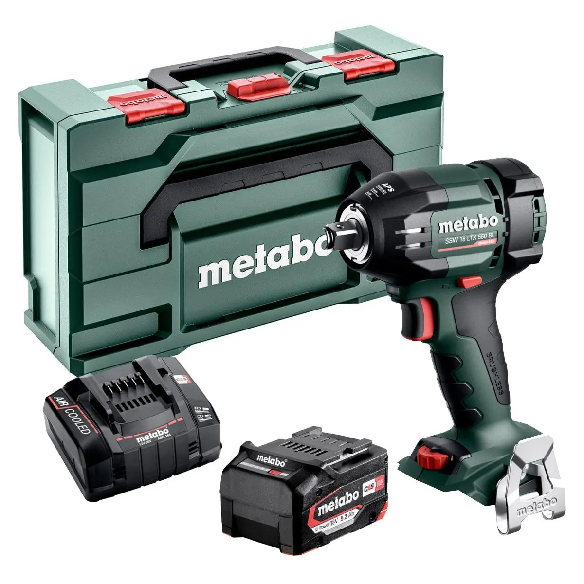 Metabo Ssw 18 Ltx 550 Bl 18V Brushless Impact Wrench With 1 X 5.2Ah Battery Charger & Case 1