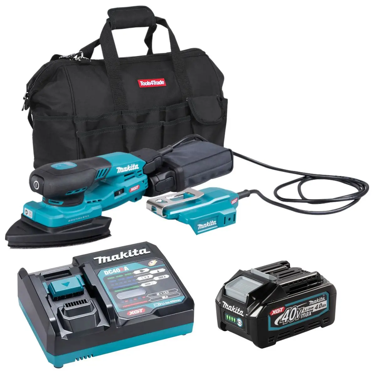 Makita Bo006cgz 40V Xgt 100 X 150Mm Brushless Orbital Sander With 1 X 4.0Ah Battery Charger & Bag 1