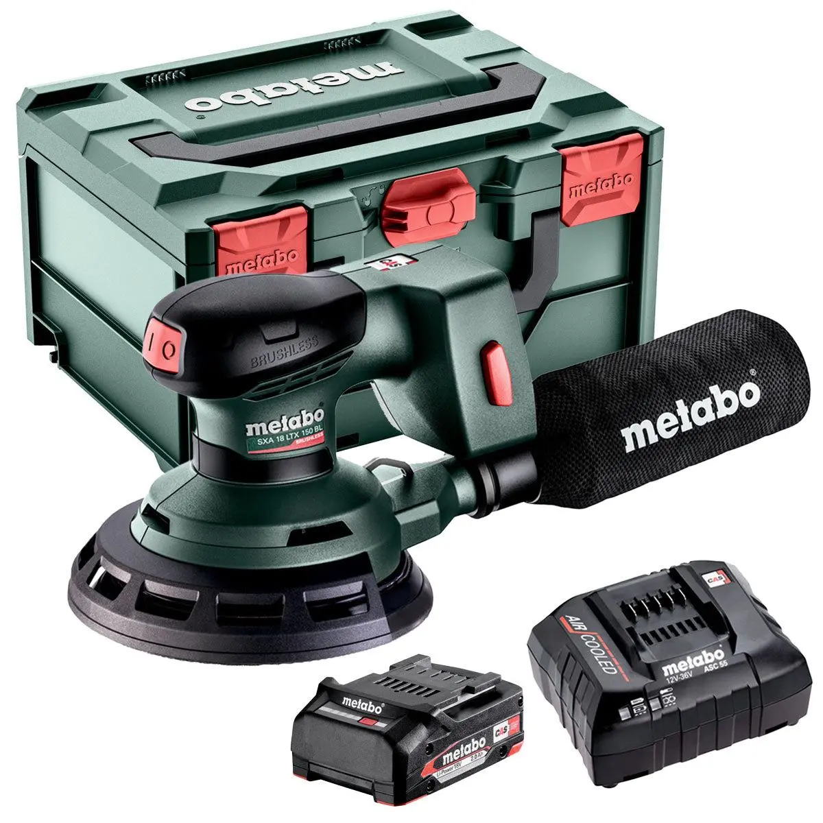 Metabo Sxa 18 Ltx 150 Bl 18V Brushless 150Mm Random Orbital Sander With 1 X 2.0Ah Battery Charger & Metabox 1