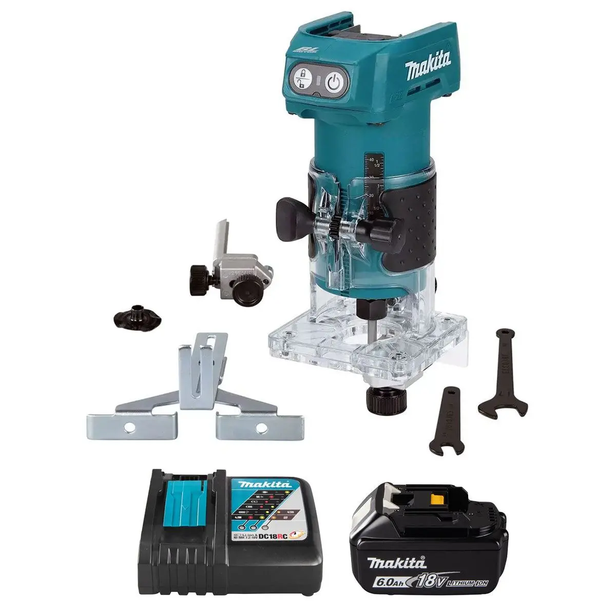 Makita Drt52z 18V Lxt Brushless 1/4" Router Trimmer With 1 X 6.0Ah Battery & Charger 1